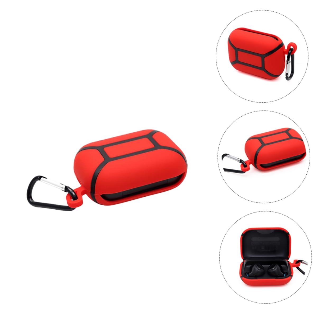 2 Pack Silicone Earbud Protector Case for Echo Buds - Shockproof Cover with Carrying Case (Red) - Perfect for Gym, Travel & Daily Commute