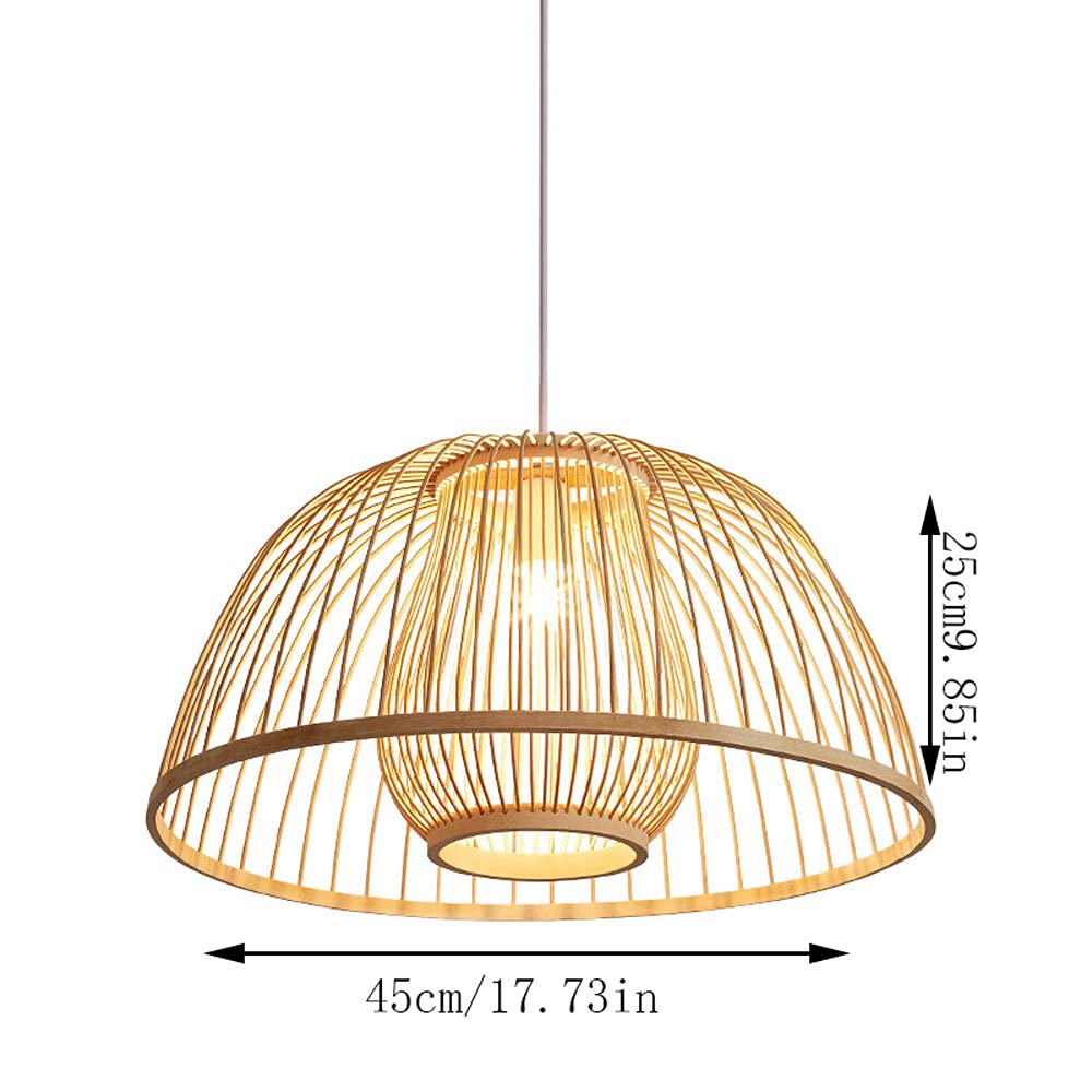 Japanese Style Creative Bamboo Chandelier - E27 Single Head Pendant Light for Dining Room, Cafe, Bar & Club - Natural Interior Decoration Hanging Lamp - Perfect for Boho, Zen & Asian Inspired Home Decor