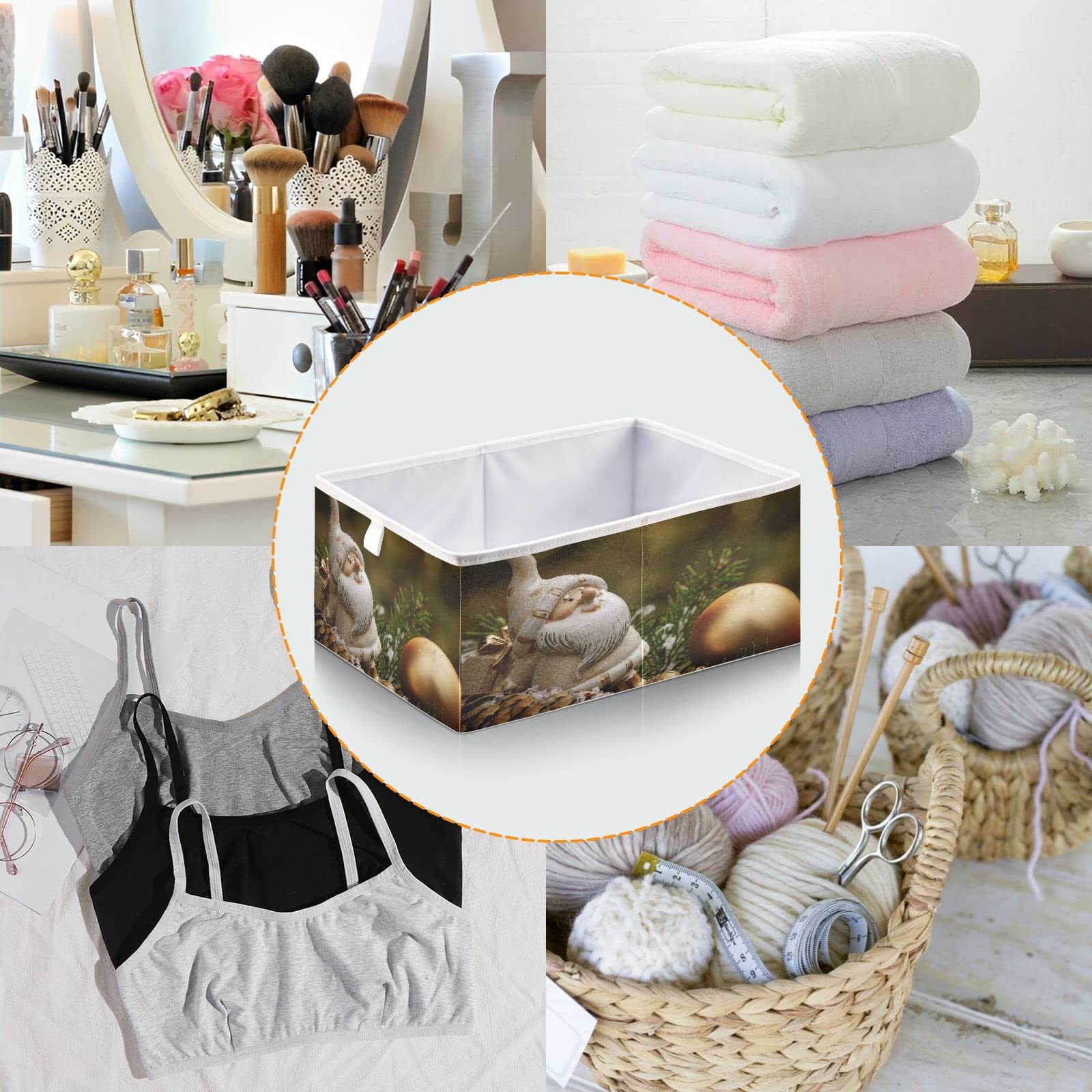 QUGRL Christmas Gnome Cube Storage Bins - 11x11 Inch Fabric Organizer Basket for Clothes, Toys & Home Decor | Perfect for Shelves, Closet, Cabinet, Office, Dorm & Bedroom Organization | Holiday & Year-Round Storage Solution