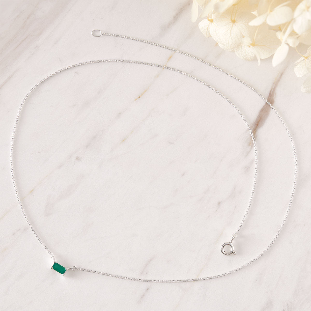 Lumen Baguette Green Onyx Necklace for Women - Elegant Gemstone Jewelry Gift for Birthday, Anniversary & Special Occasions