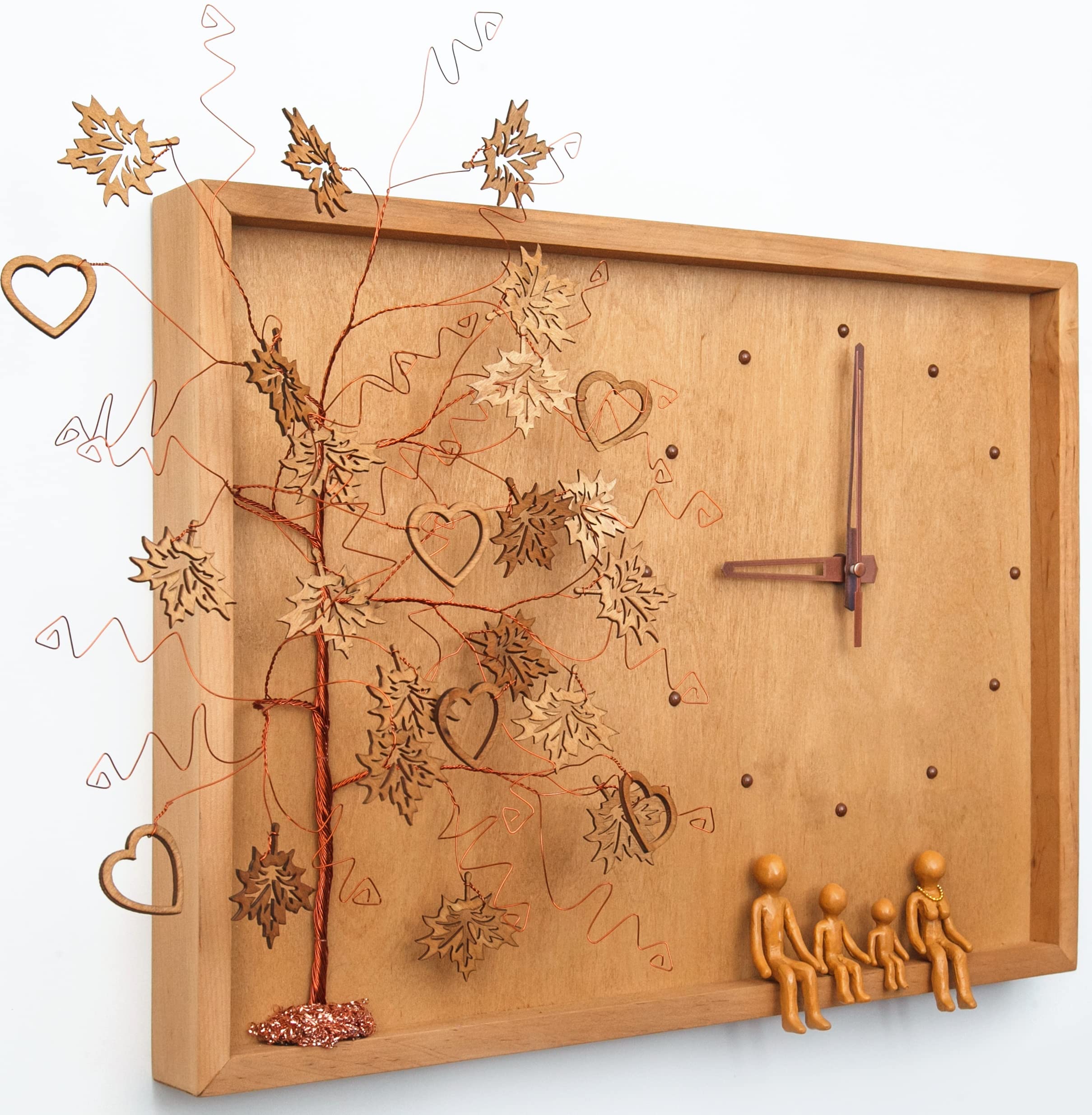 Personalized Wood Family Tree Clock - Unique 5th Anniversary Gift for Couples, Wife & Husband - Romantic Home Decor for Living Room, Bedroom & Office