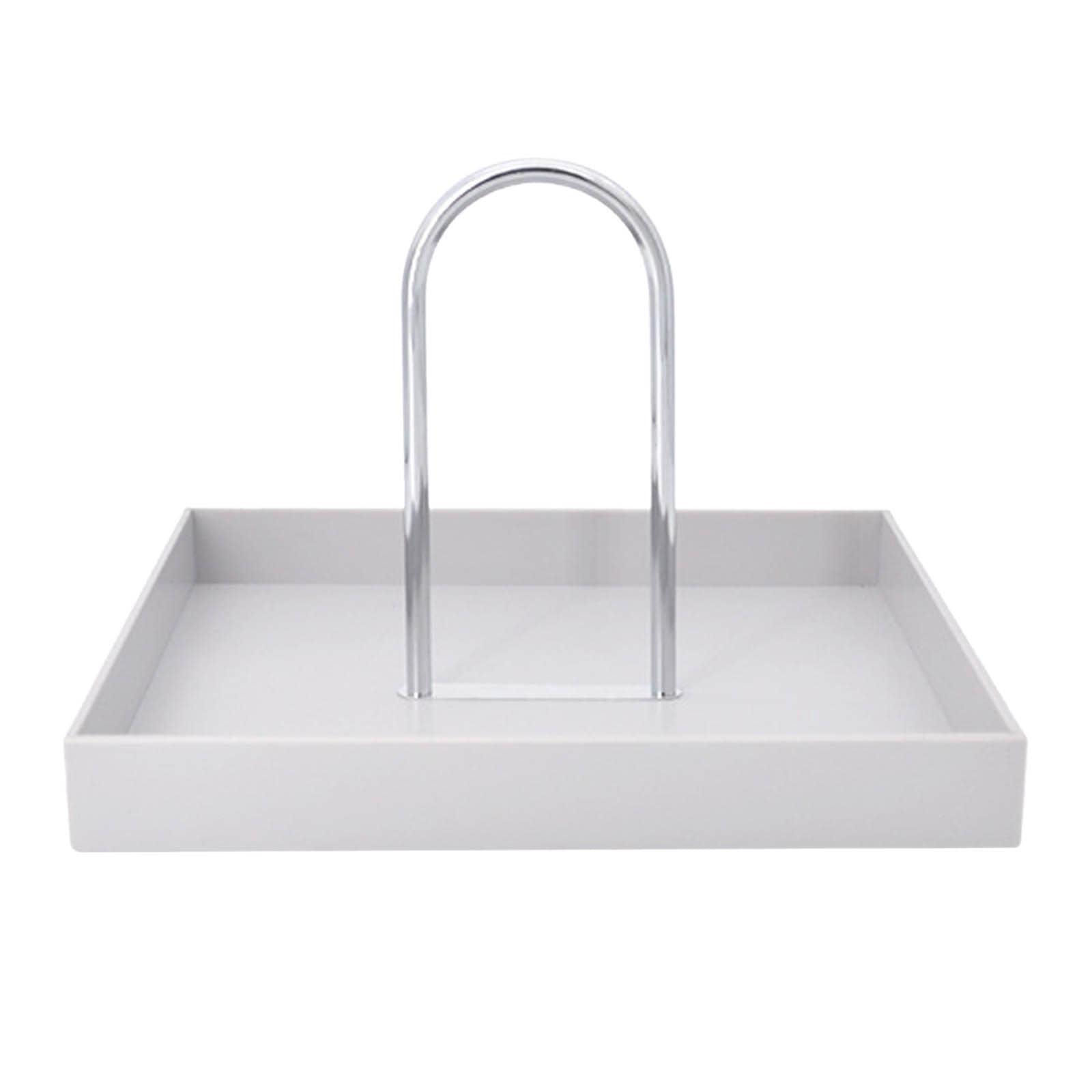 MagiDeal Nordic Style Dresser Storage Tray - Jewelry Organizer, Perfume Display Tray, Vanity Tray with Handle - Perfect for Ottoman, Bathroom, Vanity Dresser, Kitchen & Coffee Table - Elegant Gray Home Decor Accessory | Ideal for Bedroom Organization, Bathroom Countertop & Makeup Display