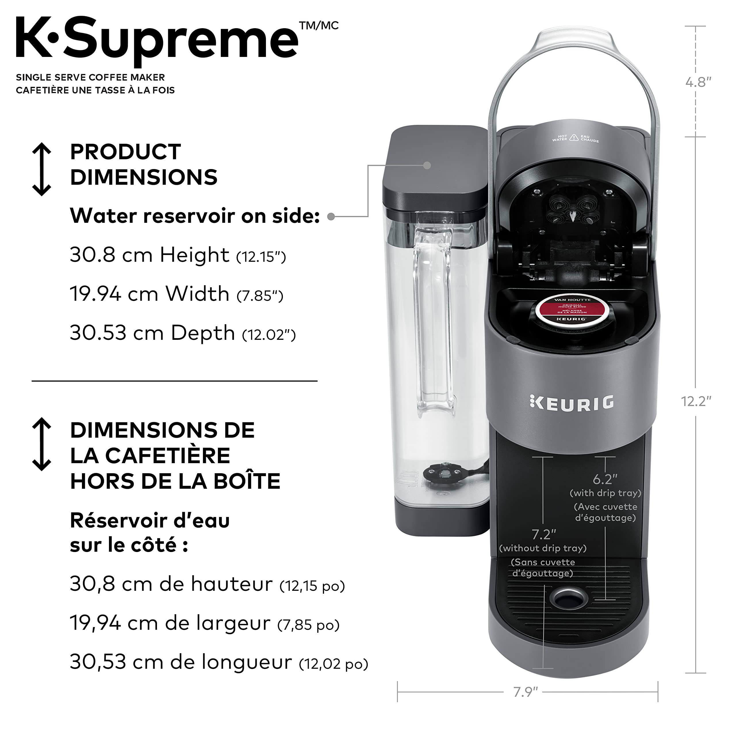 Keurig K-Supreme Single Serve Coffee Maker with MultiStream Technology - 66oz Dual-Position Water Reservoir, Customizable Brew Settings, Gray - Perfect for Home, Office & Small Business Use