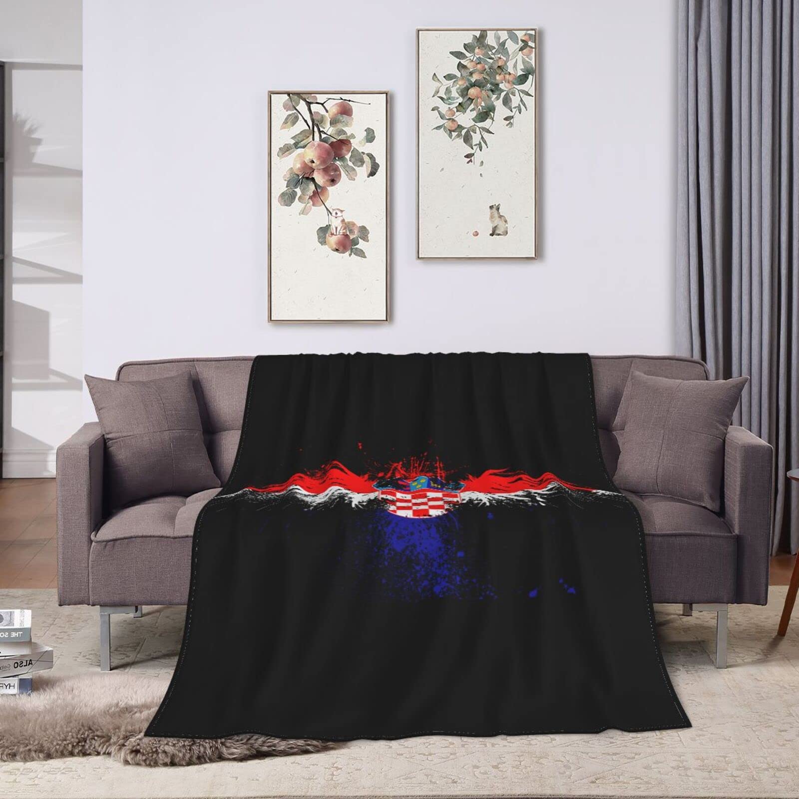 HUFURI Eagle Croatia Flag Flannel Fleece Throw Blanket 80