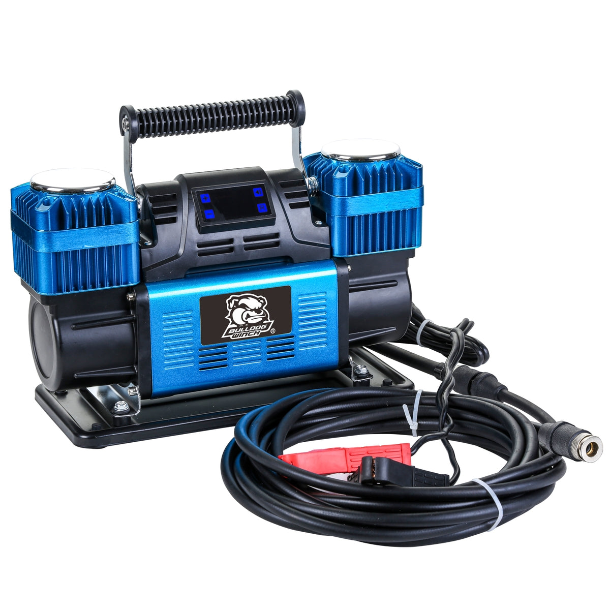 Bulldog Winch Twin Head Portable Air Compressor 150PSI - Heavy Duty Tire Inflator for Cars, Trucks & ATVs - Perfect for Off-Roading, Camping & Emergency Roadside Use