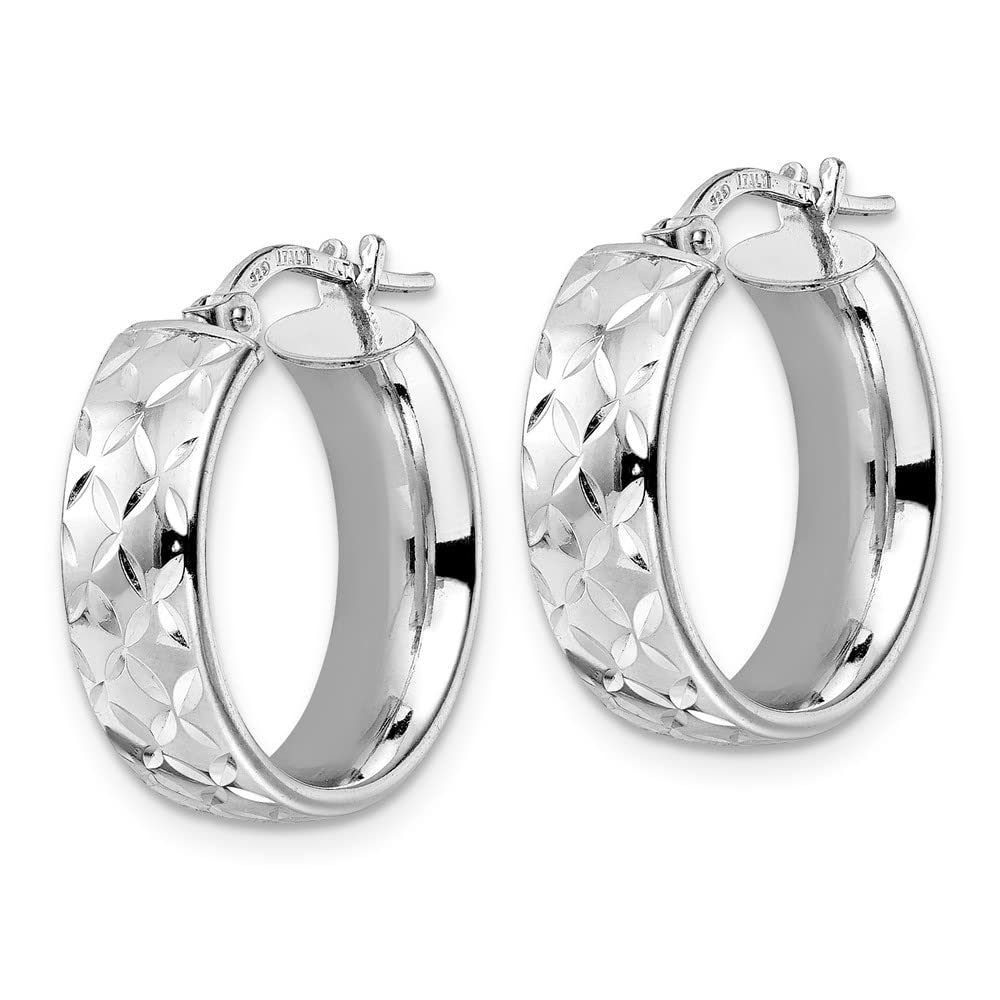 Sterling Silver Diamond Cut Hoop Earrings for Women - 0.84