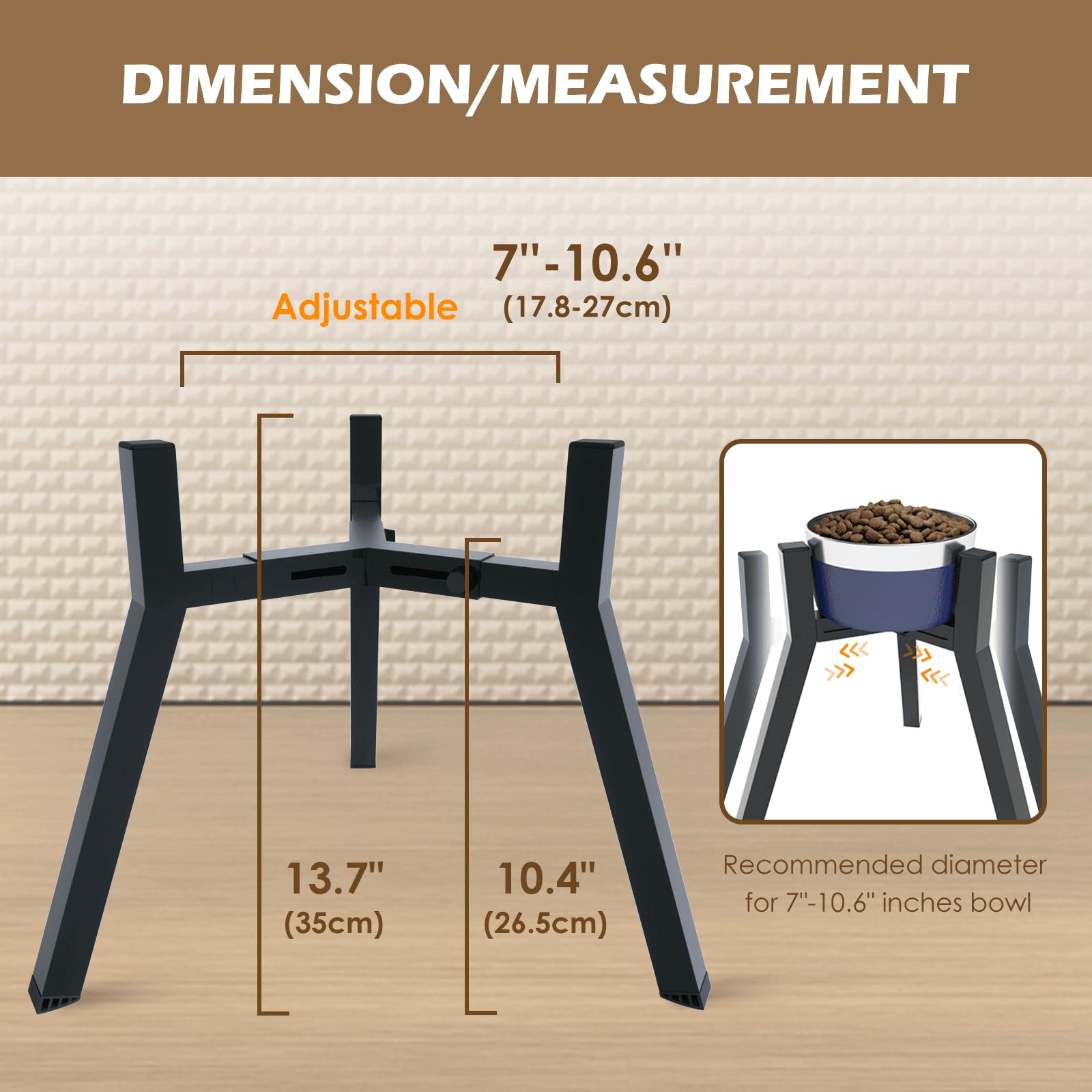 **Adjustable Elevated Dog Bowl Stand for Large & XL Dogs - 7-10.6