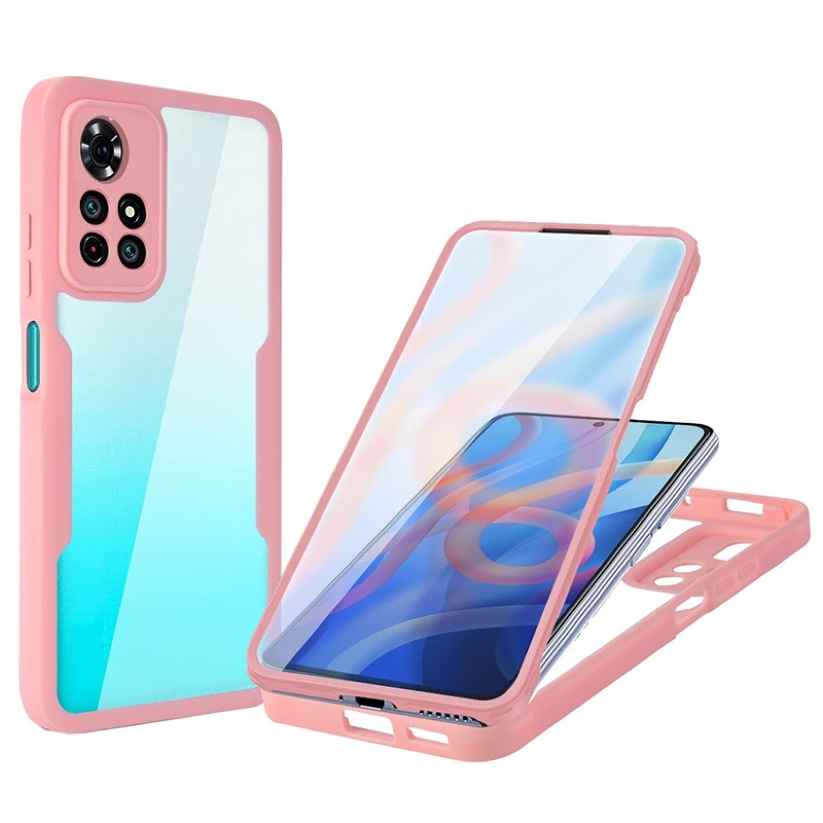 XIAOMIN Shockproof Phone Case for Xiaomi Redmi Note 11 5G - 360° Full Coverage Protective Case with Acrylic + TPU Material (Pink) | Eco-Friendly Design | Perfect for Daily Use, Outdoor Activities & Travel Protection