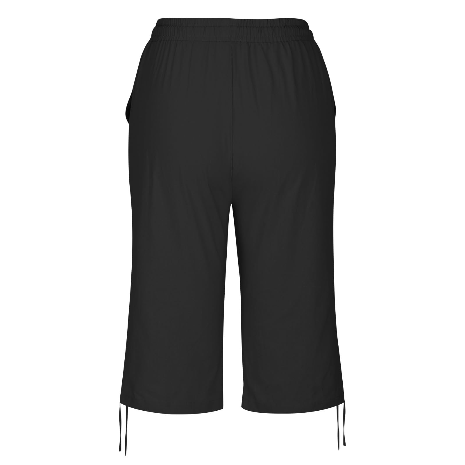 Women's Linen Shorts - Cotton Bermuda Drawstring Waist with Pockets for Summer Beach