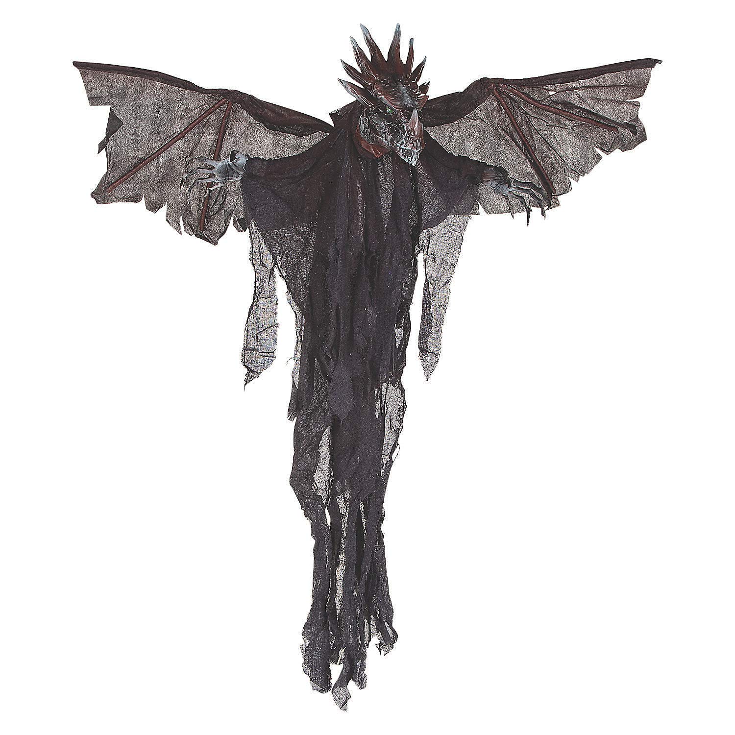 Animated Black Dragon Halloween Decoration - 5 ft Hanging Scary Prop for Haunted Houses, Halloween Parties, Spooky Events - Perfect Indoor & Outdoor Halloween Decor