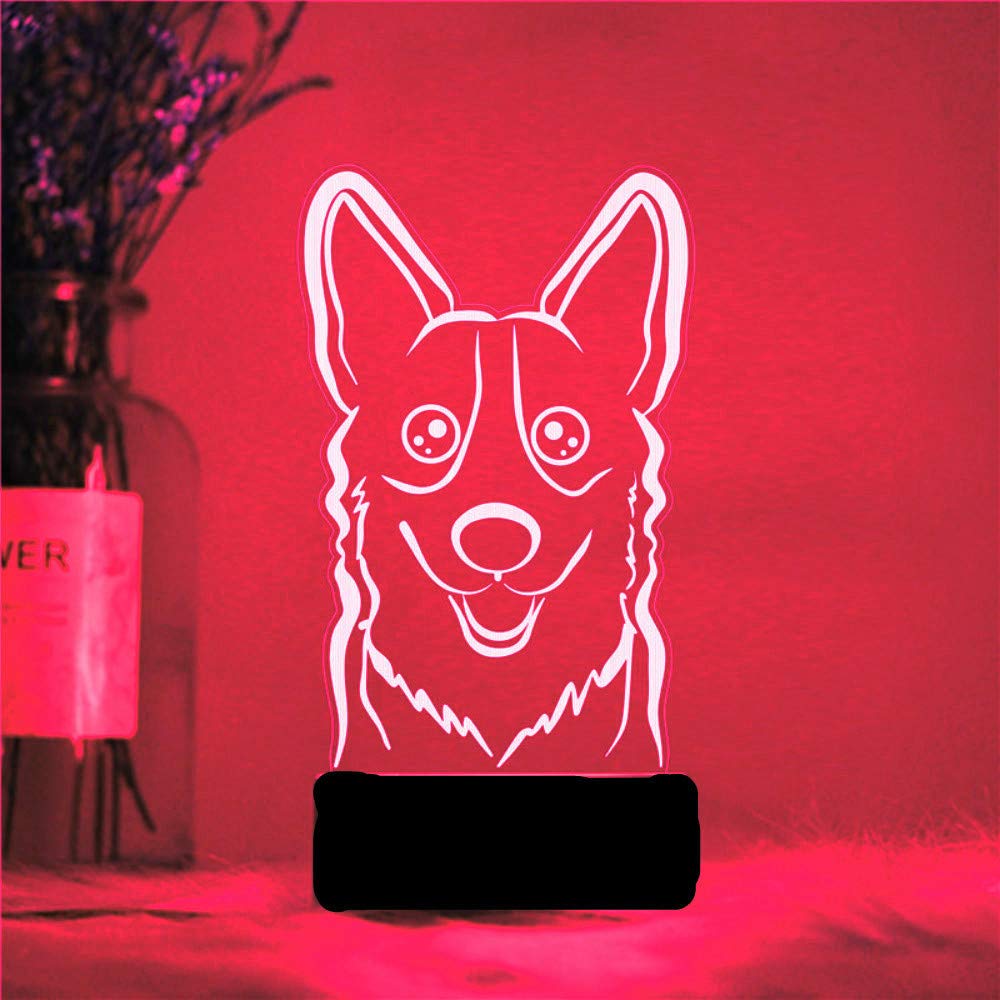 3D Husky Dog Night Light with Touch Switch - 7 Color Changing LED Table Lamp for Kids Room, Desk Decor, Christmas Gift, Birthday Present, Home Decoration, Optical Illusion Lamp for Bedroom & Nursery
