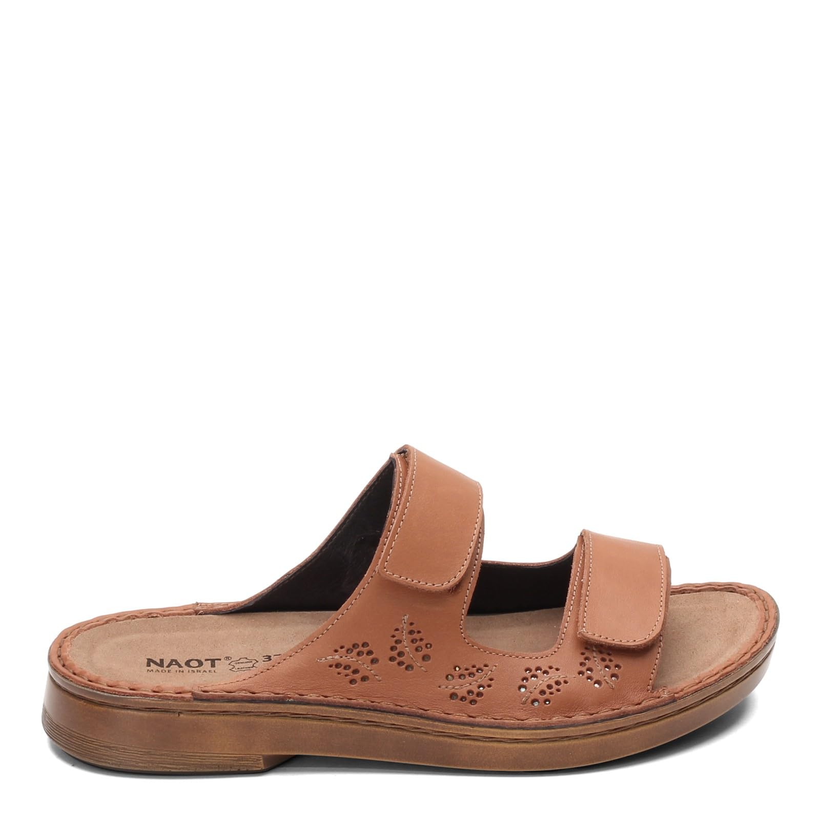 NAOT Women's Transoco Slide Sandal - Comfortable Leather Sandals with Glass Bead Accents in Mocha Rose/Silver, Size 5 Wide US | Perfect for Beach Vacations, Summer Outfits & Casual Wear