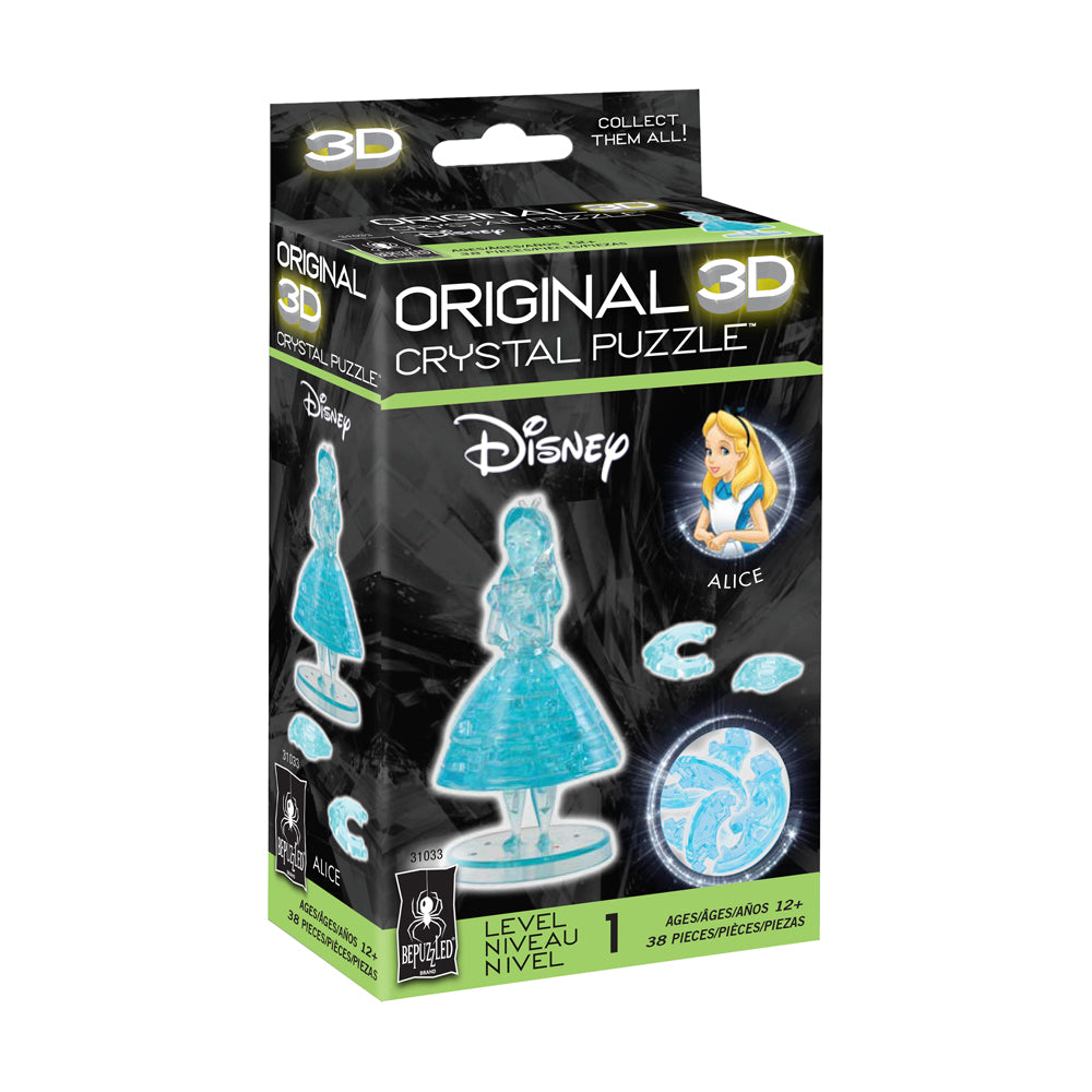 BePuzzled Disney Alice in Wonderland 3D Crystal Puzzle - 38 Piece Brain Teaser for Adults & Kids - Perfect for Family Game Night & Gift Giving