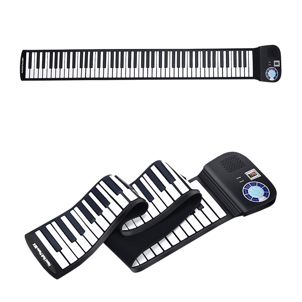HONEY JOY Roll Up Piano - Portable 88 Key Keyboard with Soft Silicone, Rechargeable LED Touch Screen, 128 Tones & Rhythms, 15 Demos, Built-in Speakers - Perfect for Home, Travel, and Music Education