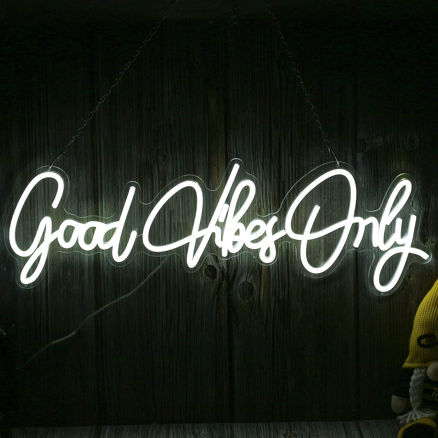 Good Vibes Only Neon Sign Light - Custom Wall Art Decor for Home, Bar, Pub, Club & Party | Unique Gift for Christmas, Rave & Apartment Decor (White) - Perfect for Bedroom, Living Room & Man Cave Lighting