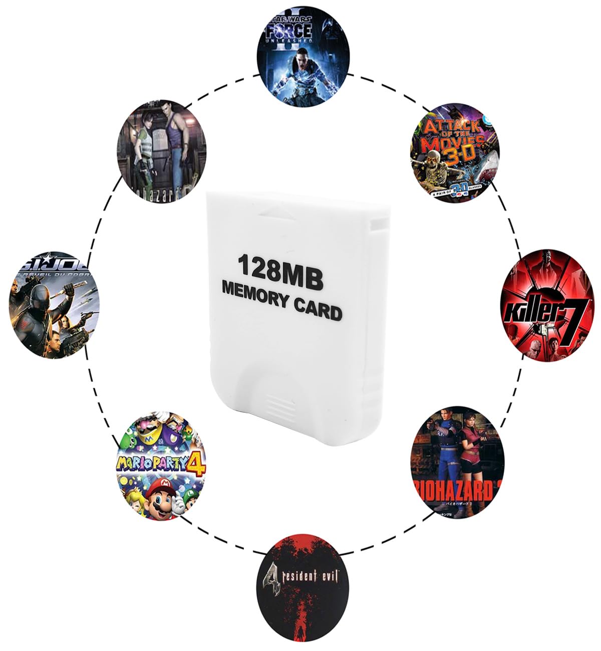 128MB (2043 Blocks) High-Speed GameCube Memory Card - Compatible with Nintendo GameCube & Wii Consoles - White - Perfect for Saving Game Progress & Expanding Storage Capacity