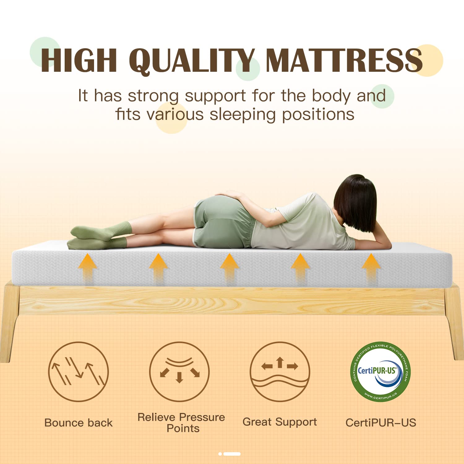 8 Inch Cooling Gel Memory Foam Mattress - Green Tea Infused, Fiberglass Free, CertiPUR-US Certified for Cooler Sleep & Pressure Relief - Full Size Mattress in a Box (White) - Perfect for Hot Sleepers, Back Pain Relief & Guest Bedrooms