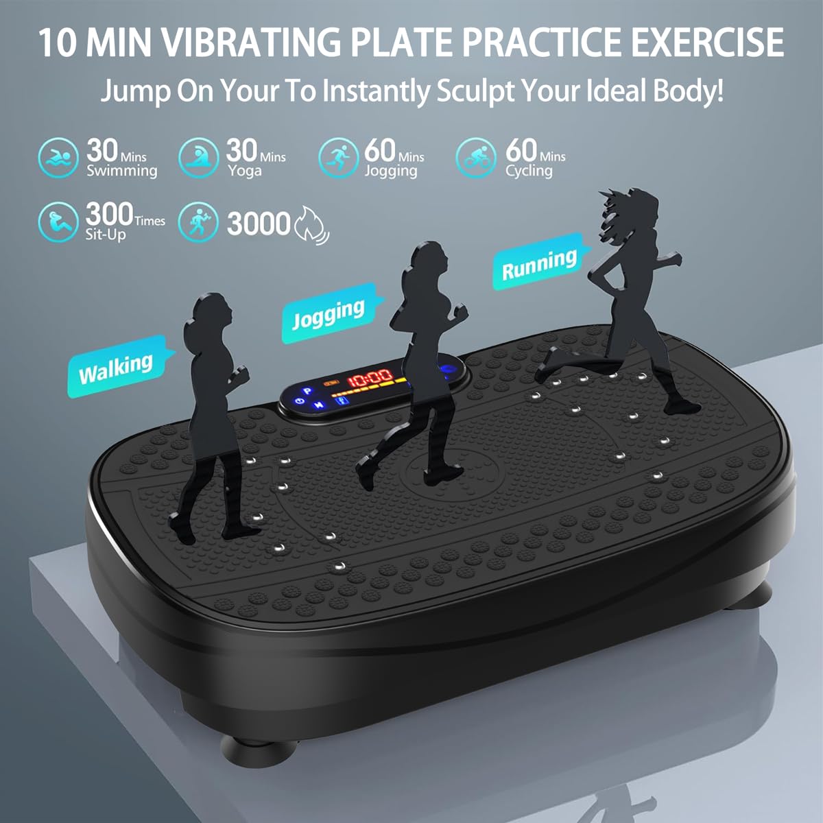 Whole Body Vibration Plate Exercise Machine with Resistance Bands - Adjustable Speed Home Fitness Platform for Weight Loss, Muscle Toning & Recovery | Perfect for Home Gym, Physical Therapy & Senior Workouts