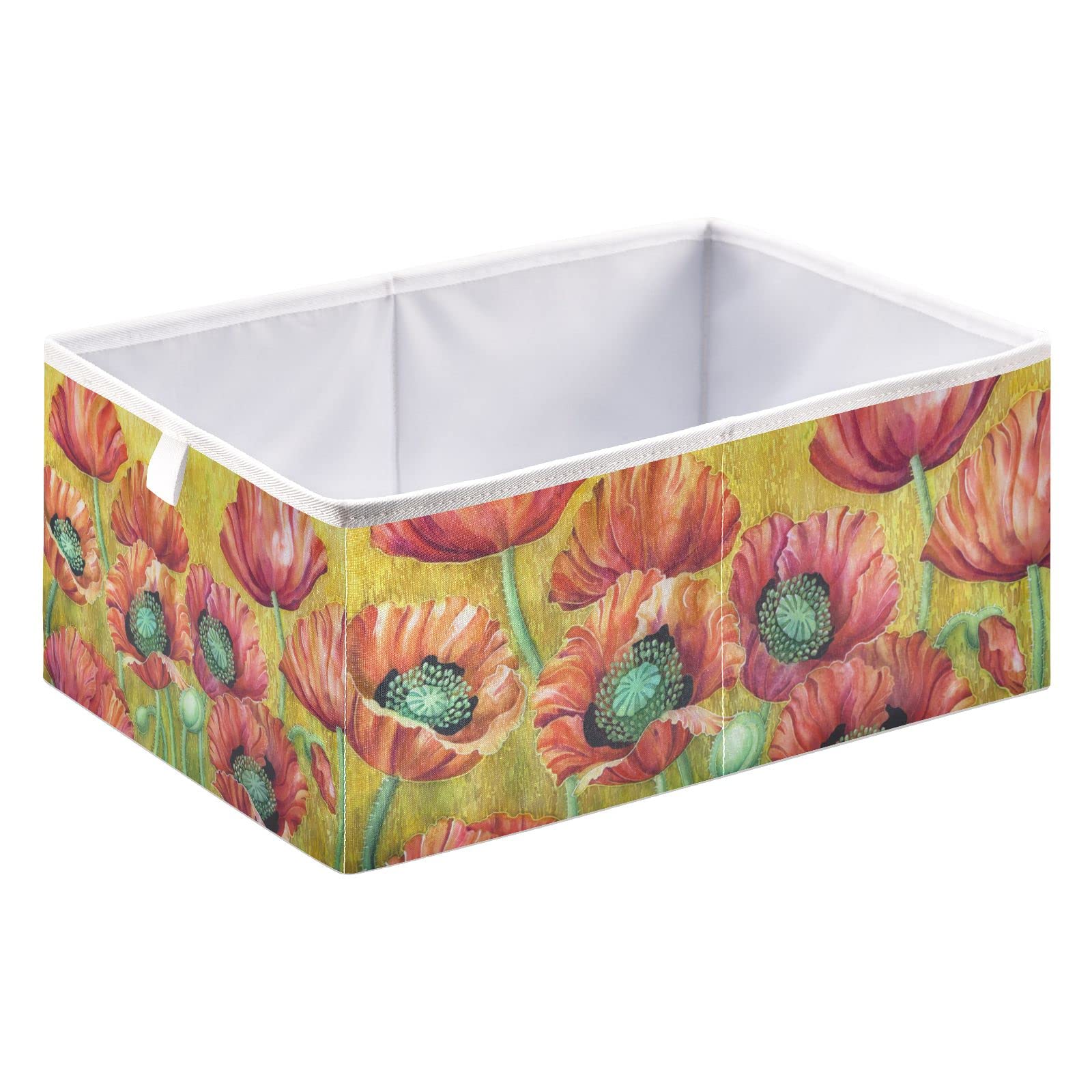 Collapsible Batik Poppy Storage Basket - Large Toy Organizer for Home & Laundry Room