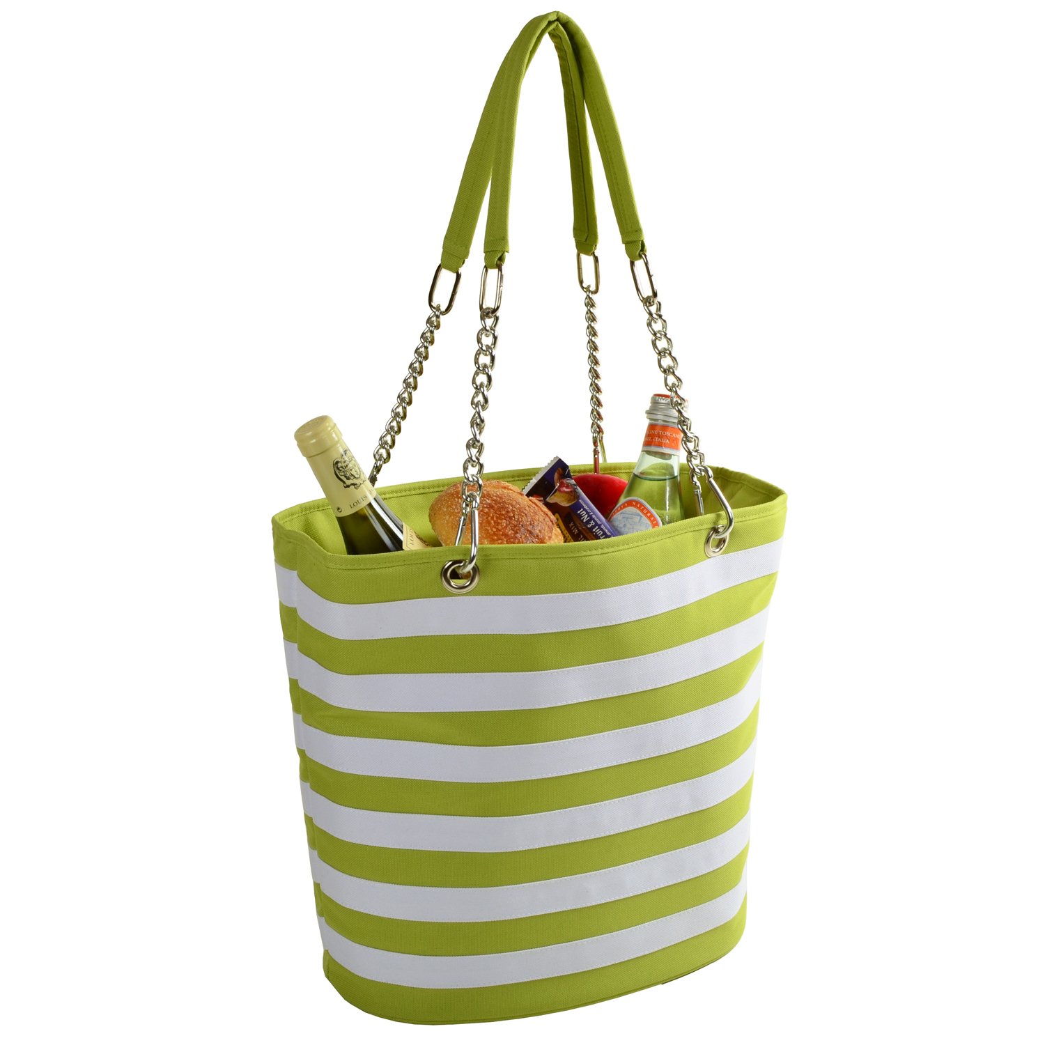 Picnic at Ascot Insulated Fashion Cooler Bag - 22 Can Capacity Tote with Apple Stripe Design - Perfect for Beach Outings, Picnics & Outdoor Parties