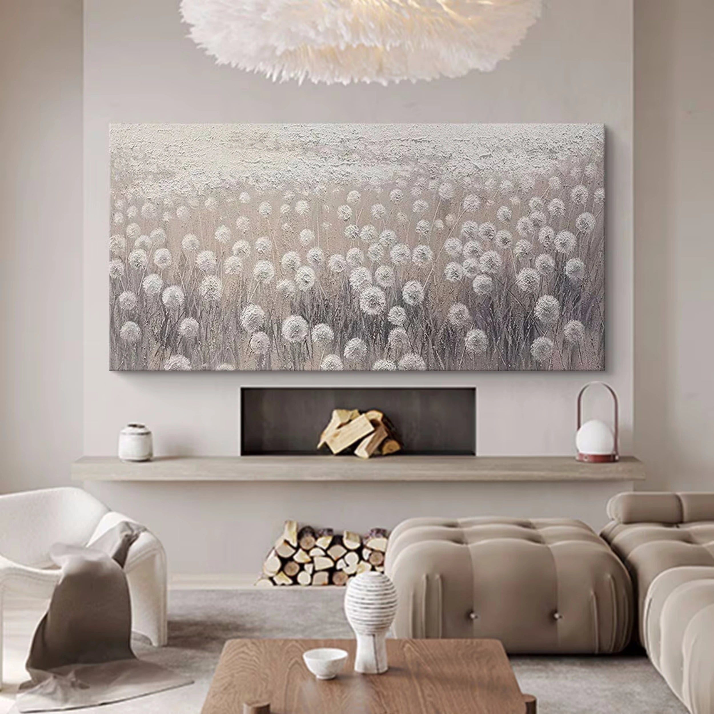 Beautiful Flower and Tree Painting #FT036 - Handmade Canvas Art for Home Decor, Living Room, Bedroom & Office Wall