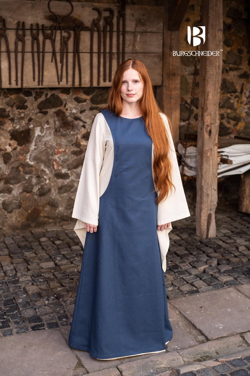 Isabella Blue Surcoat - Medieval Renaissance Costume Dress for Women | Perfect for LARP, Cosplay, and Historical Reenactments