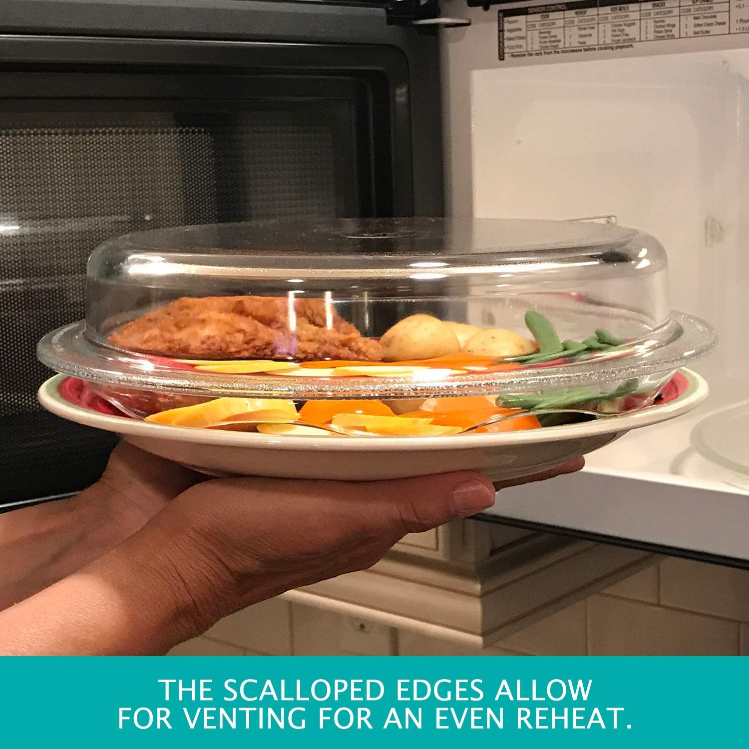 2-in-1 Cover 'n Cook Vented Glass Microwave Plate Cover & Baking Dish - Splatter Guard for Microwave & Oven - BPA-Free, Easy Grip Handle for Baking, Cooking & Serving - Perfect for Meal Prep, Reheating & Family Dinners