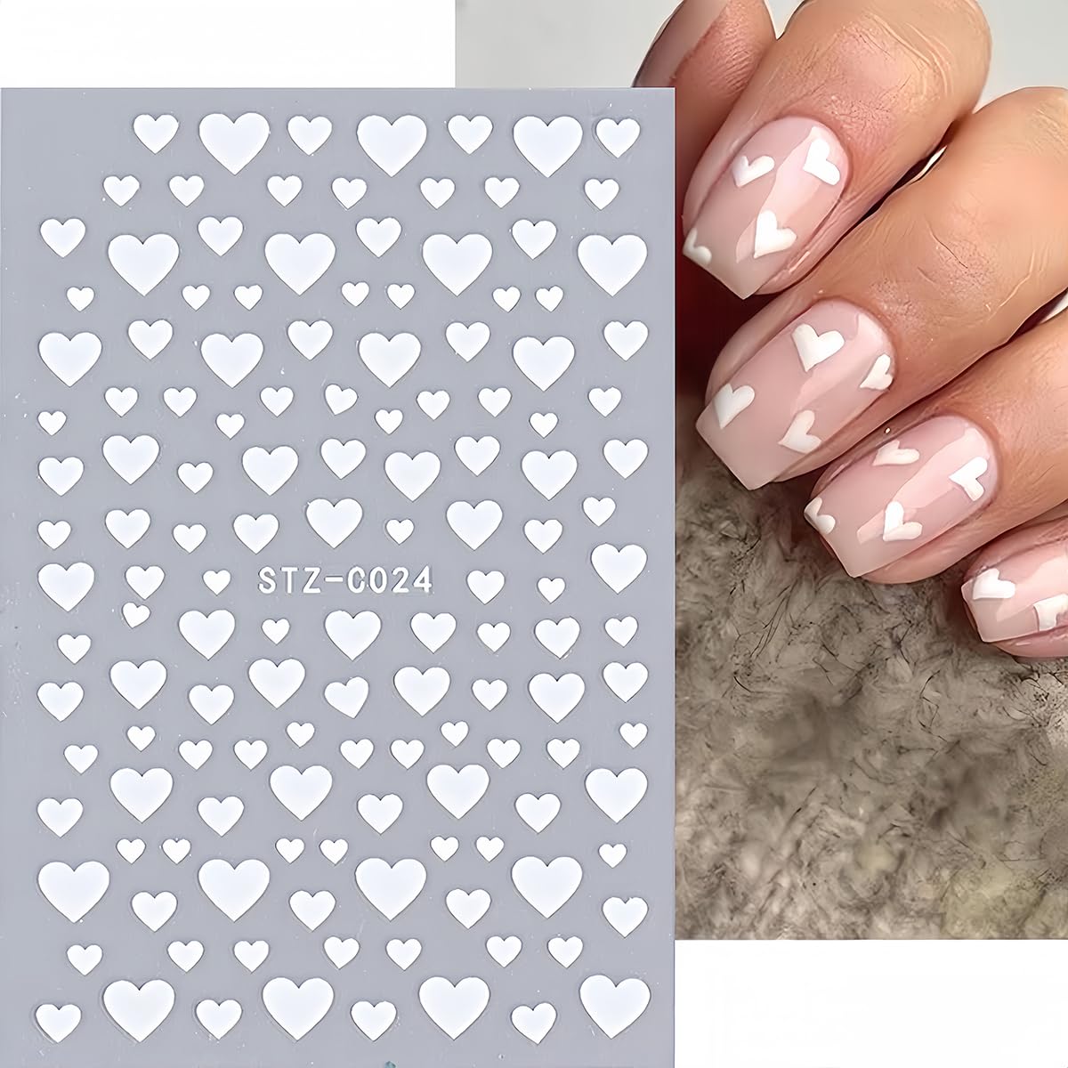 3D Heart Nail Stickers - 6 Sheets Self-Adhesive Nail Art Decals for Valentine's Day, DIY Manicure & Nail Design | Perfect for Romantic Dates, Bridal Showers, Anniversary Celebrations and Girls' Night Out