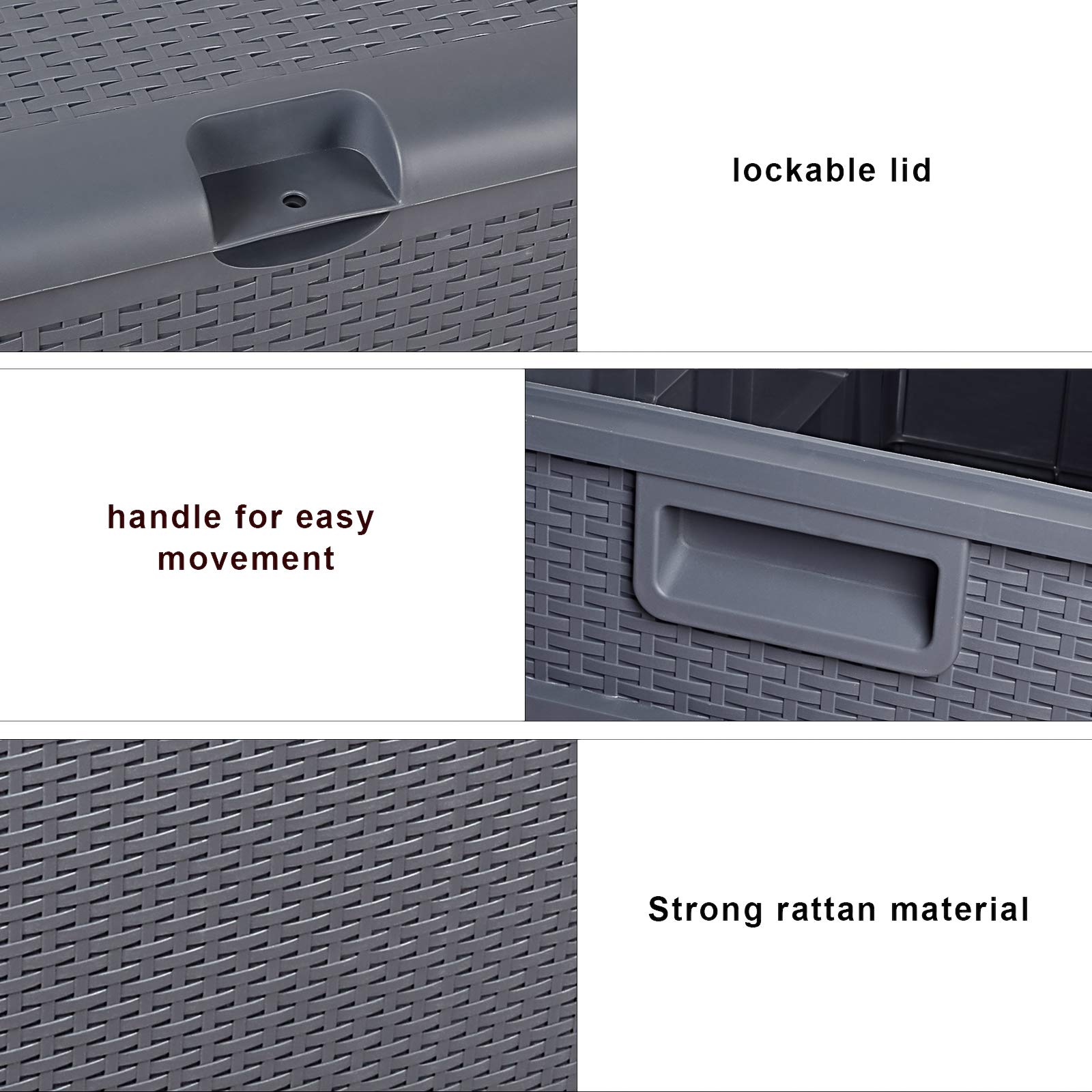 **Lockable 120 Gallon (460L) Waterproof Outdoor Storage Deck Box - Patio Garden Plastic Bench Seat with Lid, Grey - Perfect for Backyard, Deck, and Poolside Storage**