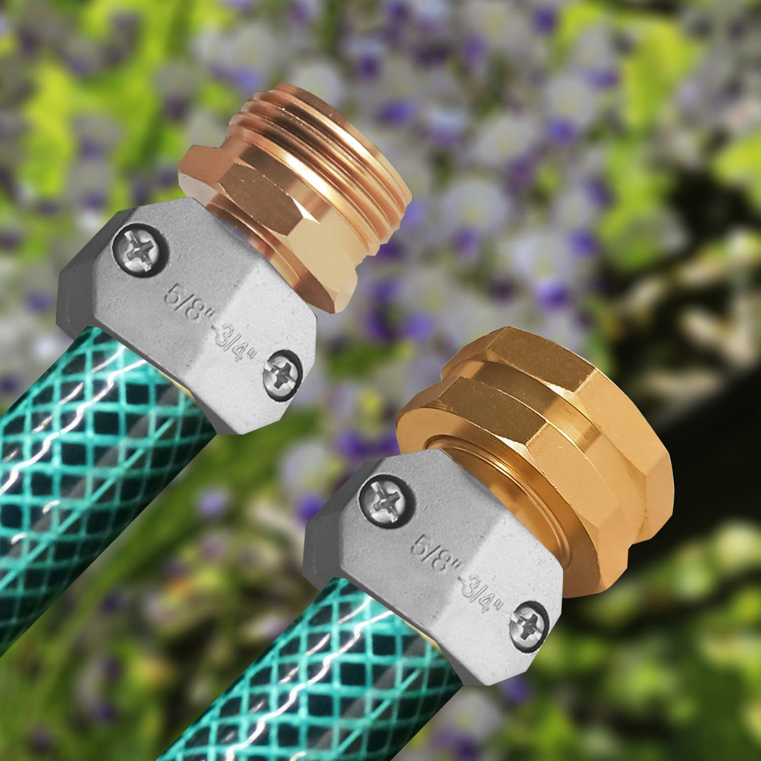 Hourleey Zinc & Aluminum Garden Hose Repair Fittings Set - 2 Female & 2 Male Connectors for Leak-Free Water Hose Repairs | Perfect for Lawn Irrigation, Car Washing & Outdoor Watering