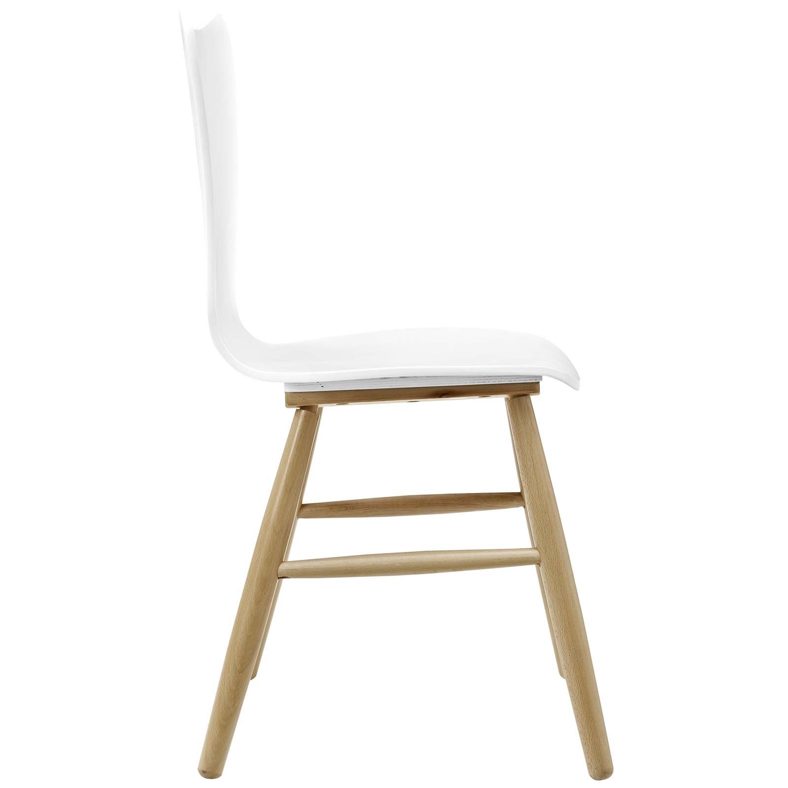Modway Cascade Mid-Century Modern Wood Kitchen & Dining Chair - White | Stylish & Comfortable Seating for Home, Restaurant & Office