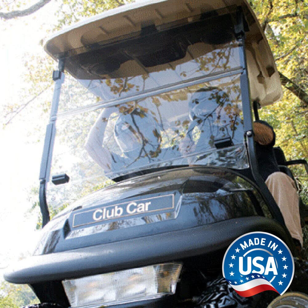 Club Car Precedent Clear Impact-Resistant Folding Golf Cart Windshield - Durable US-Made Windshield for Golf Carts | Perfect for Outdoor Golfing & All-Weather Protection