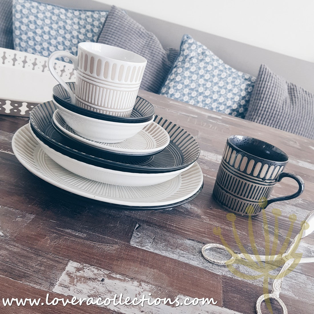Bloom Japan Sausalito Dinnerware Set - Premium Porcelain Plates, Bowls & Cups - Elegant Japanese Style Tableware for Dining, Entertaining & Home Decor (50% Off Sale)