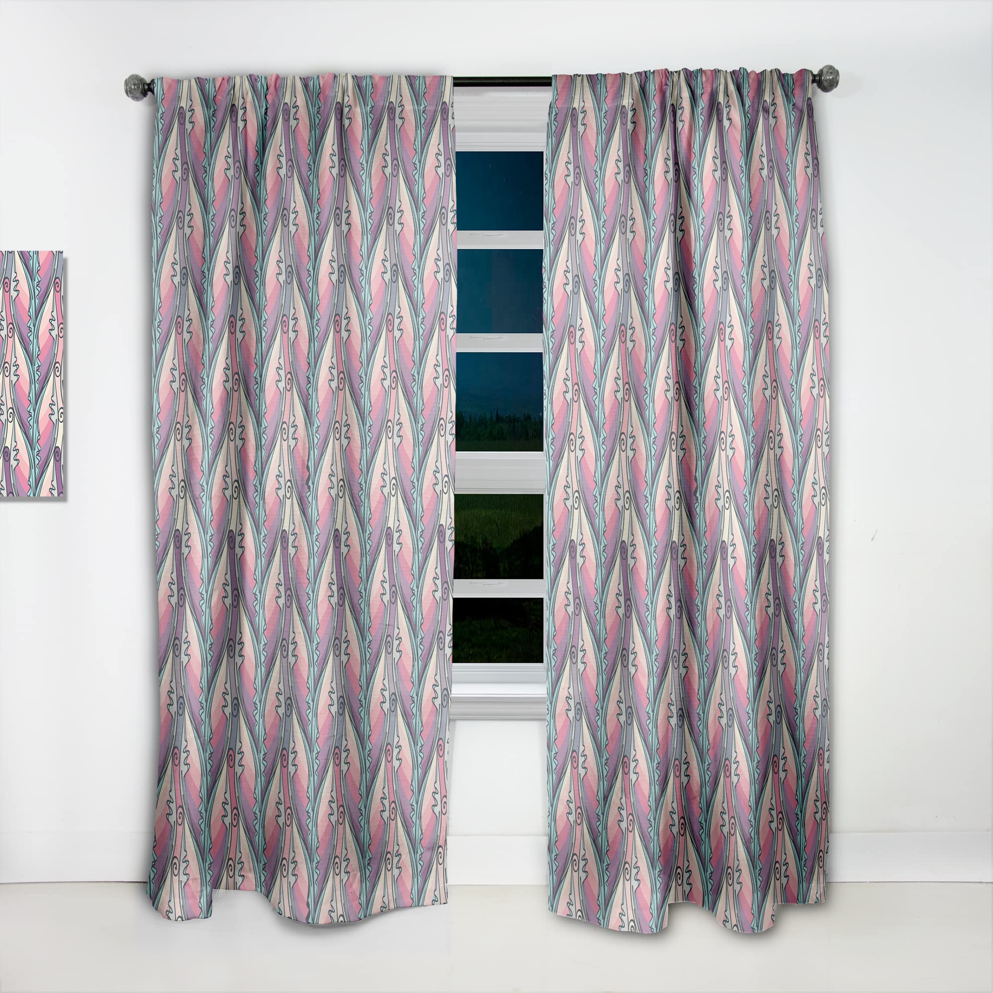 DesignQ Floral Abstract Pattern Thermal Insulated Curtains - Single Panel 52x90 Inches - Elegant Window Treatments for Bedroom & Living Room | Perfect for Home Decor, Privacy & Temperature Control