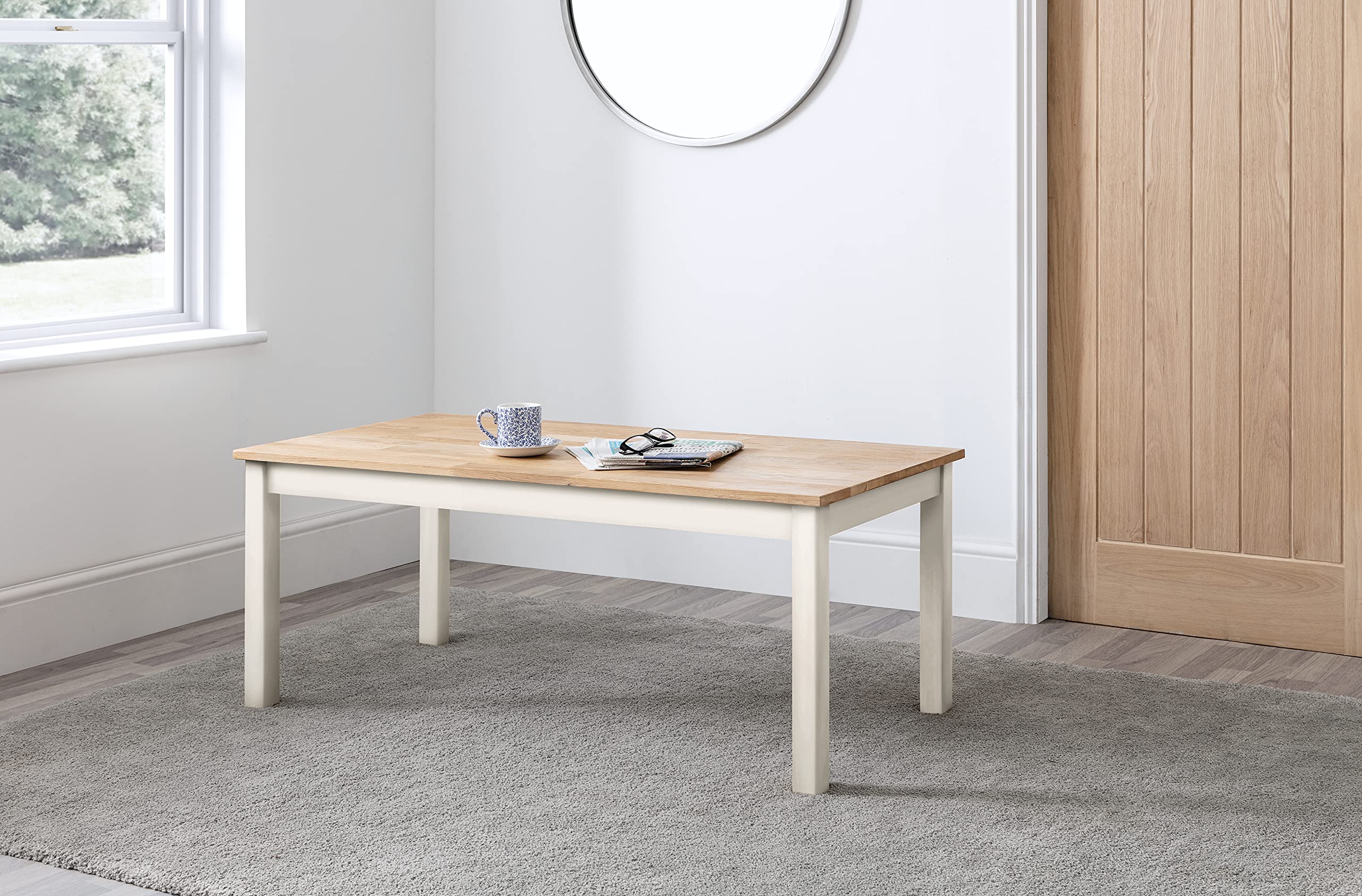 Stylish Coxmoor Coffee Table - Modern Ivory & Oak Wood Living Room Furniture for Small Spaces | Perfect for Apartments, Lounges and Home Decor