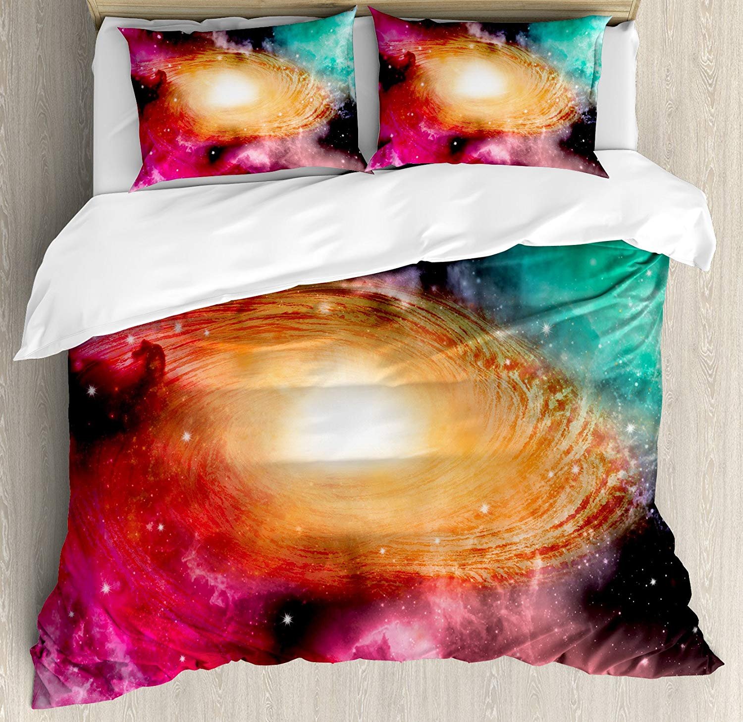 3 Piece Queen Size Bedding Set - Astronomy Galaxy Stars & Stardust Duvet Cover with 2 Pillow Shams | Science Themed Room Decor | Perfect for Space Lovers' Bedroom, Dorm Room or Gift for Astronomers