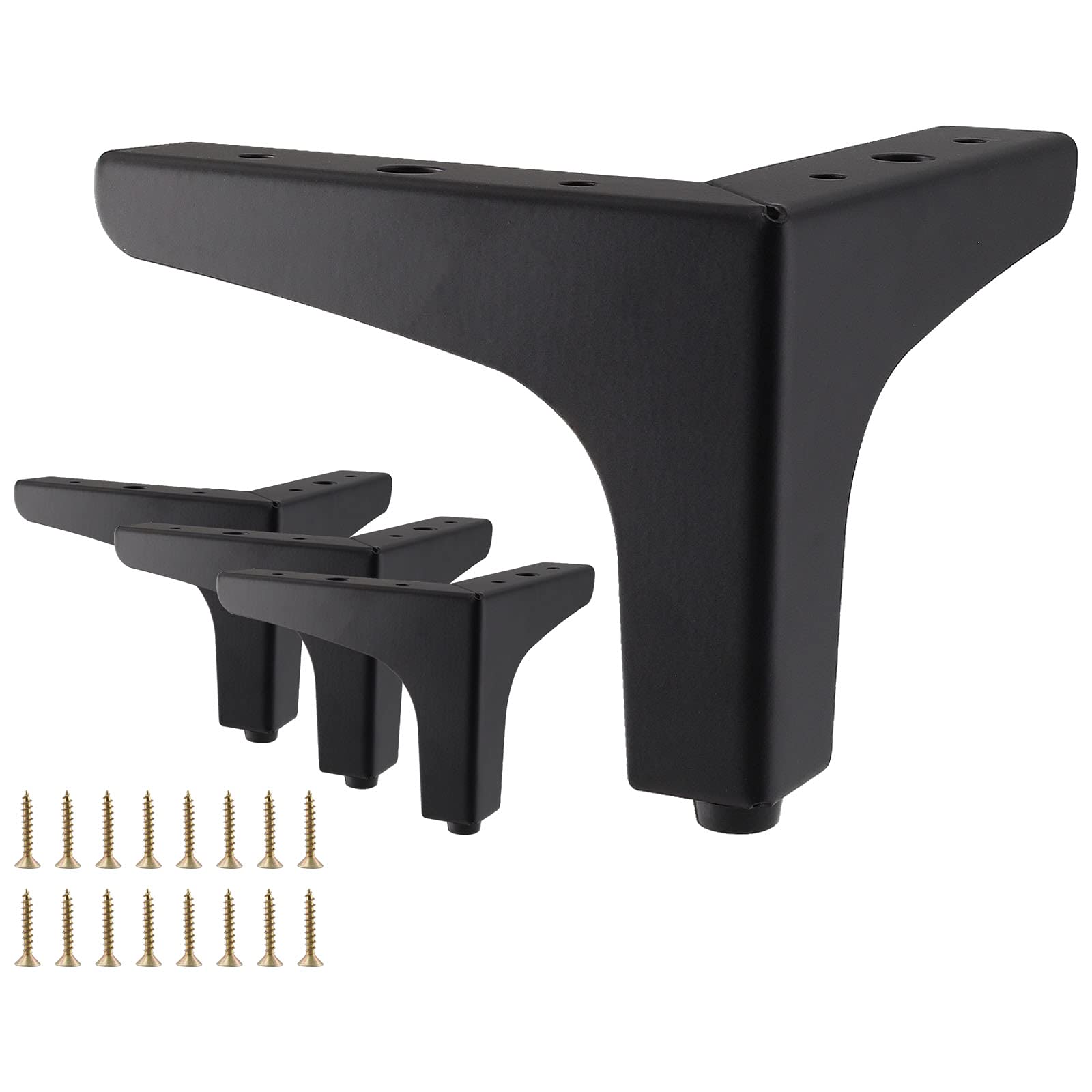 Augiimor 4PCS 4 Inch Metal Furniture Legs - Heavy Duty Black Triangle Sofa Feet for DIY Replacement, Table, Cabinet, Cupboard - Matte Black Finish | Perfect for Living Room, Bedroom & Office Furniture Upgrade