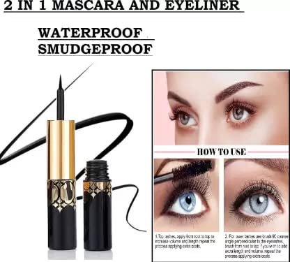 Long-Lasting 2-in-1 Mascara & Eyeliner by Wiffy - Volumizing & Waterproof for Dramatic Lashes & Defined Eyes - Perfect for Day to Night Makeup Looks