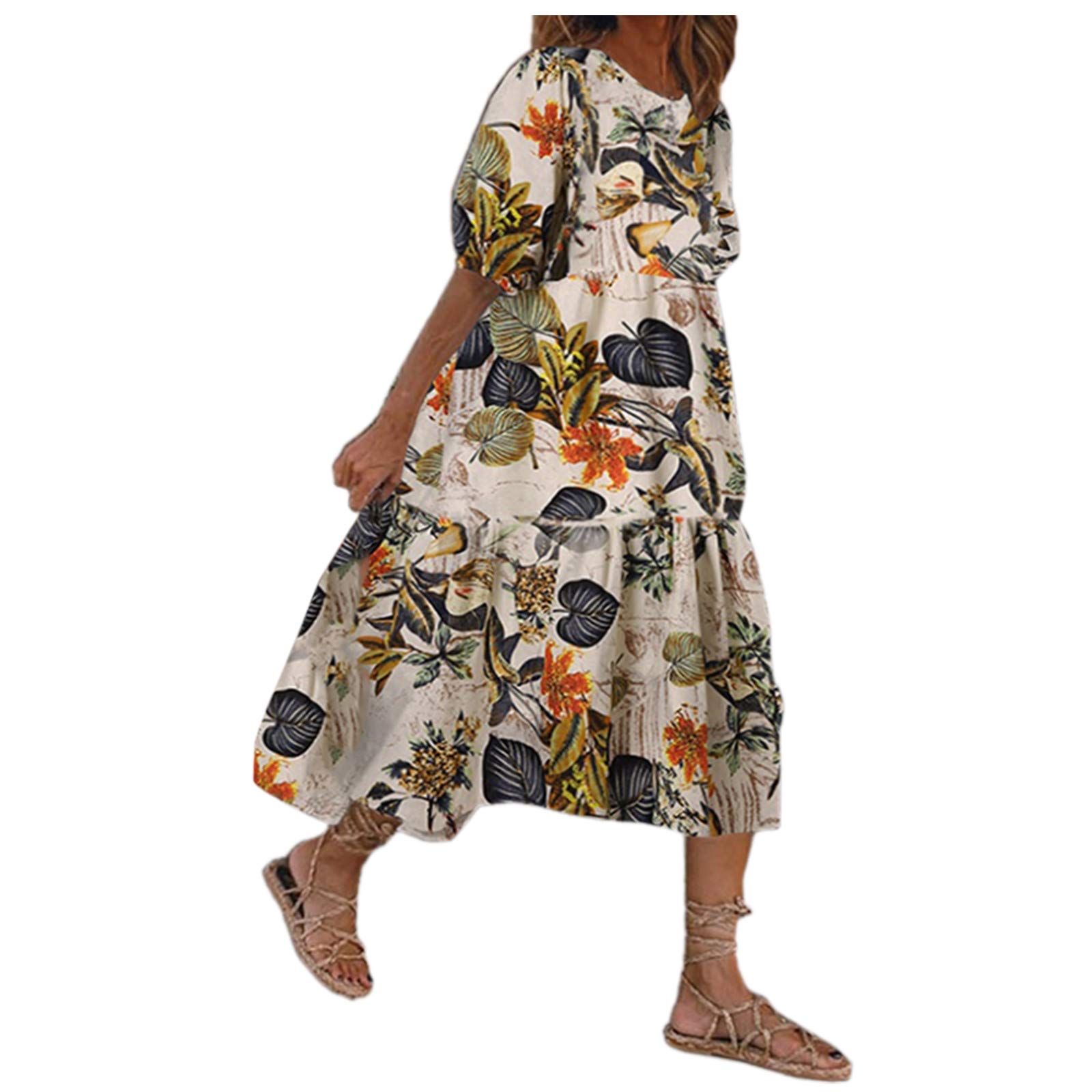 Kaideny Women's Summer Casual Short Sleeve Camouflage Party Dress - O-Neck Holiday Beachwear for Vacation, Date Night & Outdoor Events