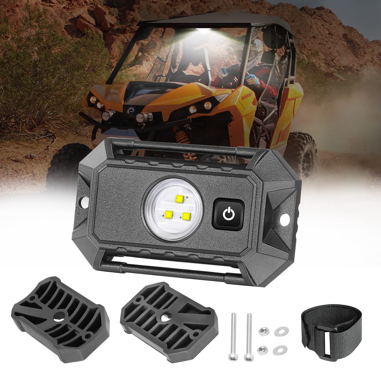 12V UTV LED Dome Light with Switch - Universal Roll Bar Mount White Interior Light for UTV, ATV, Polaris RZR, Can-Am, Golf Cart - Perfect for Night Off-Roading & Camping Adventures