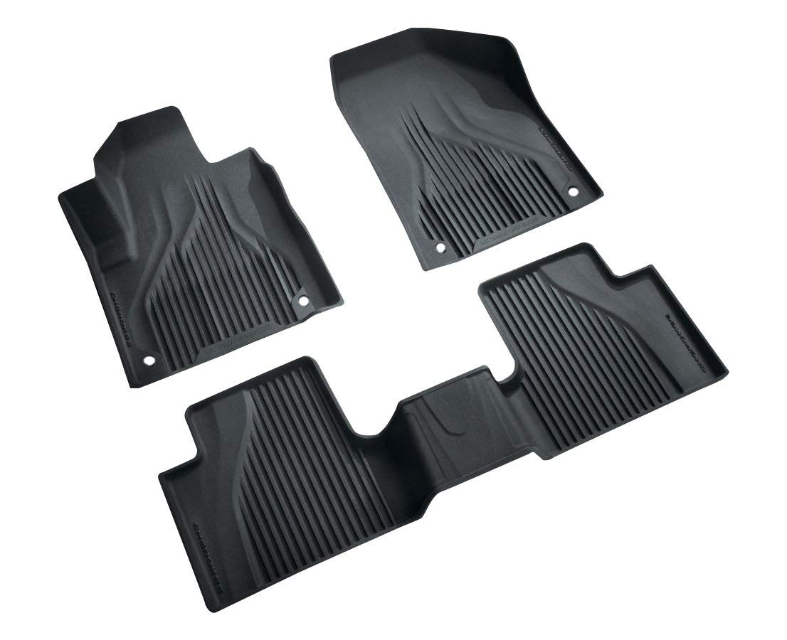 Mopar 82214855 All-Weather Floor Mats for Jeep Cherokee - 3-Piece Set (Front & Rear) - Heavy Duty Rubber Car Mats with Cherokee Logo - Perfect for Off-Road, Rain, Snow & Mud Protection