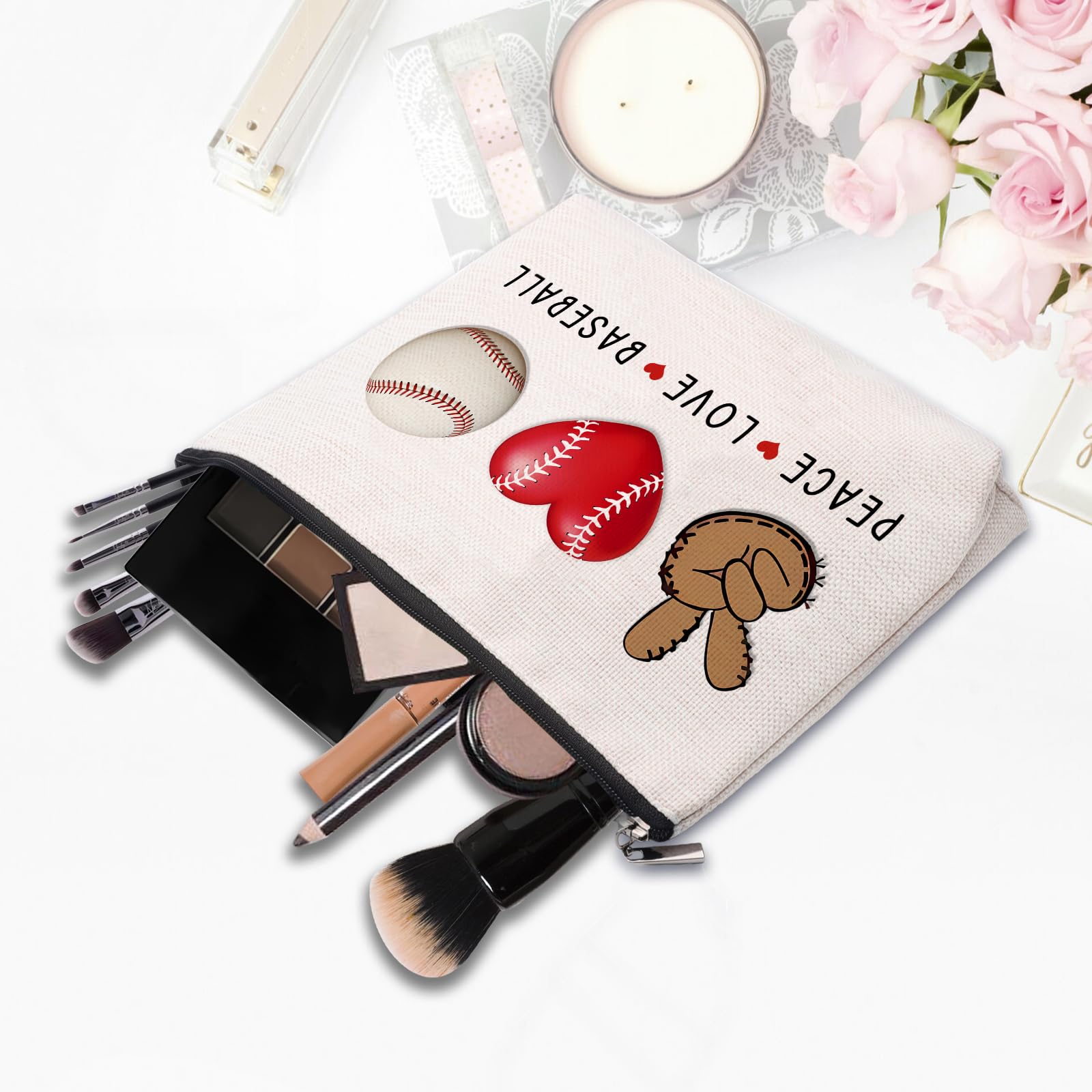 Baseball Themed Makeup Bag for Women - Perfect Gift for Baseball Coaches, Players & Fans - Great for Birthdays, Friendship & Team Gifts - Ideal for Game Days, Travel & Sports Events