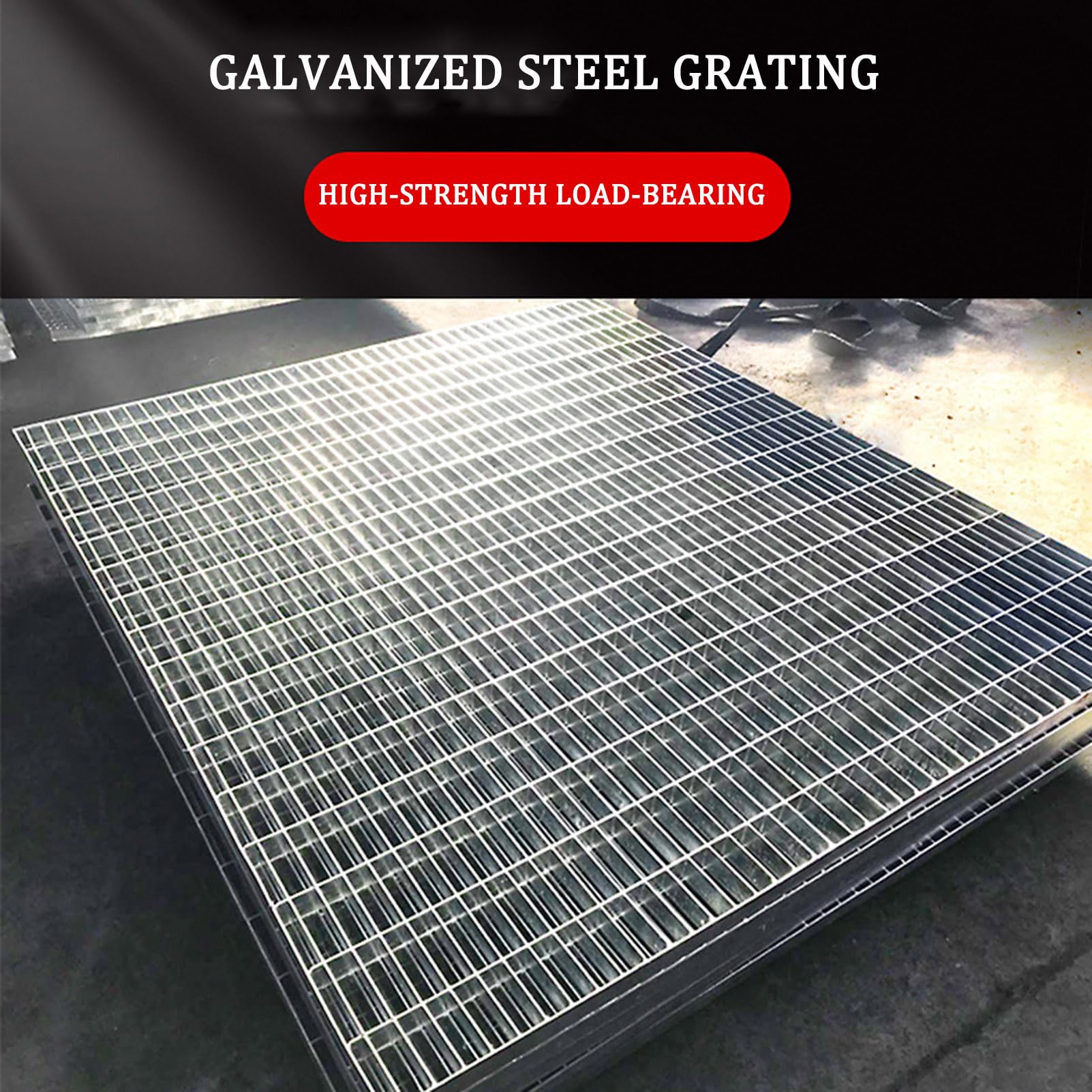 Galvanized Steel Grating Drain Strainers - Heavy Duty Floor Drain Cover for Rainwater & Sewage - Outdoor Rectangular Grate for Garage, Driveway & Trench Drainage - Rustproof Metal Grid for Yard, Patio & Industrial Use