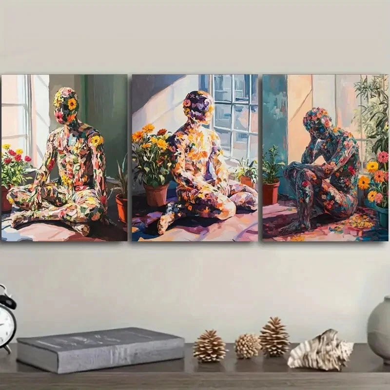 3-Piece Abstract Sunflower Floral Wall Art Set - Framed Canvas 40x60cm - High Quality Print - 100% Australian Made - Ready to Hang - Perfect for Living Room, Bedroom & Office Decor