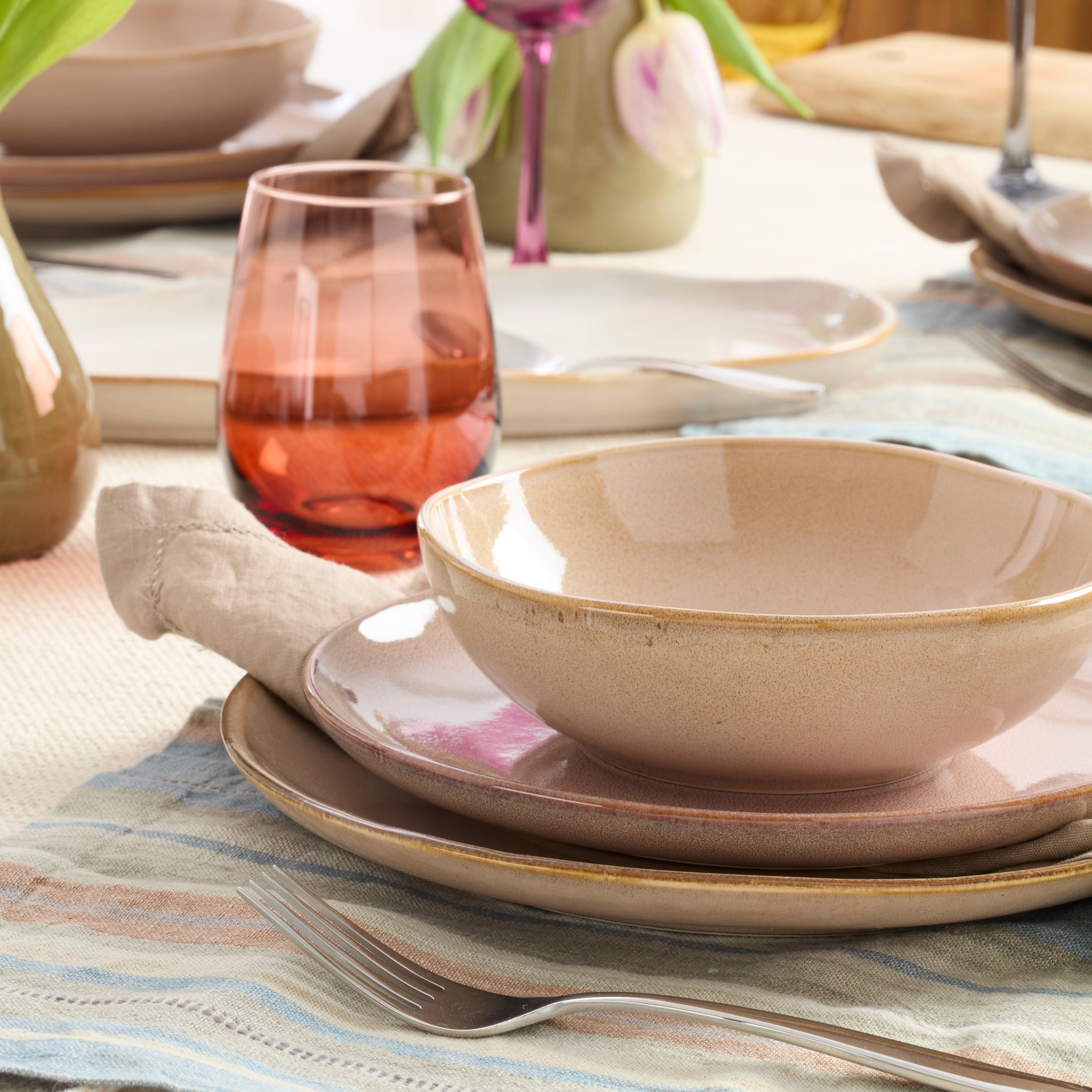 Premium Organic Clay 12-Piece Dinnerware Set - Eco-Friendly & Non-Toxic Tableware for Everyday Dining & Special Occasions