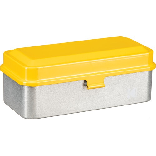 Kodak Steel 35/120 Film Case - Yellow & Silver Vintage Camera Accessory for Film Photography Enthusiasts | Perfect for Storing & Protecting 35mm & 120 Film Rolls