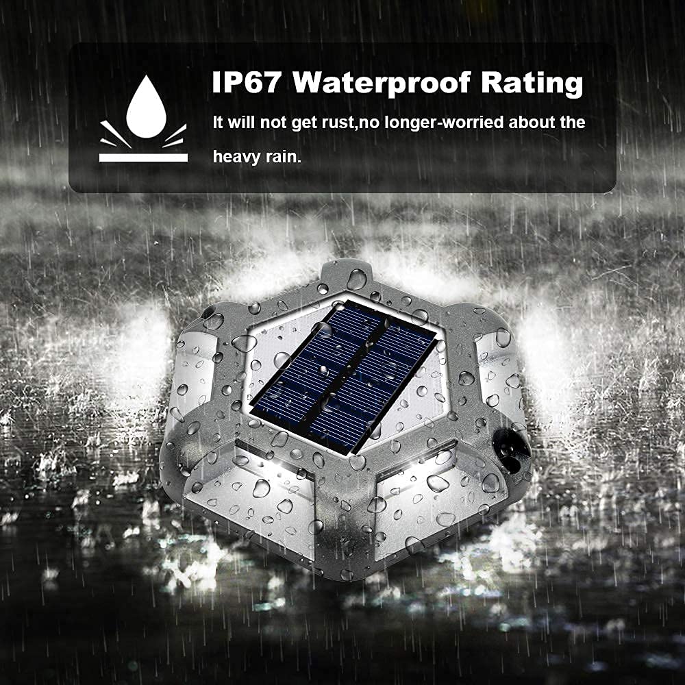 VOLISUN 16 Pack Solar Powered Outdoor Pathway Lights - Hexagon Deck & Dock Lighting (12 White + 4 Dual-Color White/Warm White) for Driveway, Garden, Patio & Landscape Illumination
