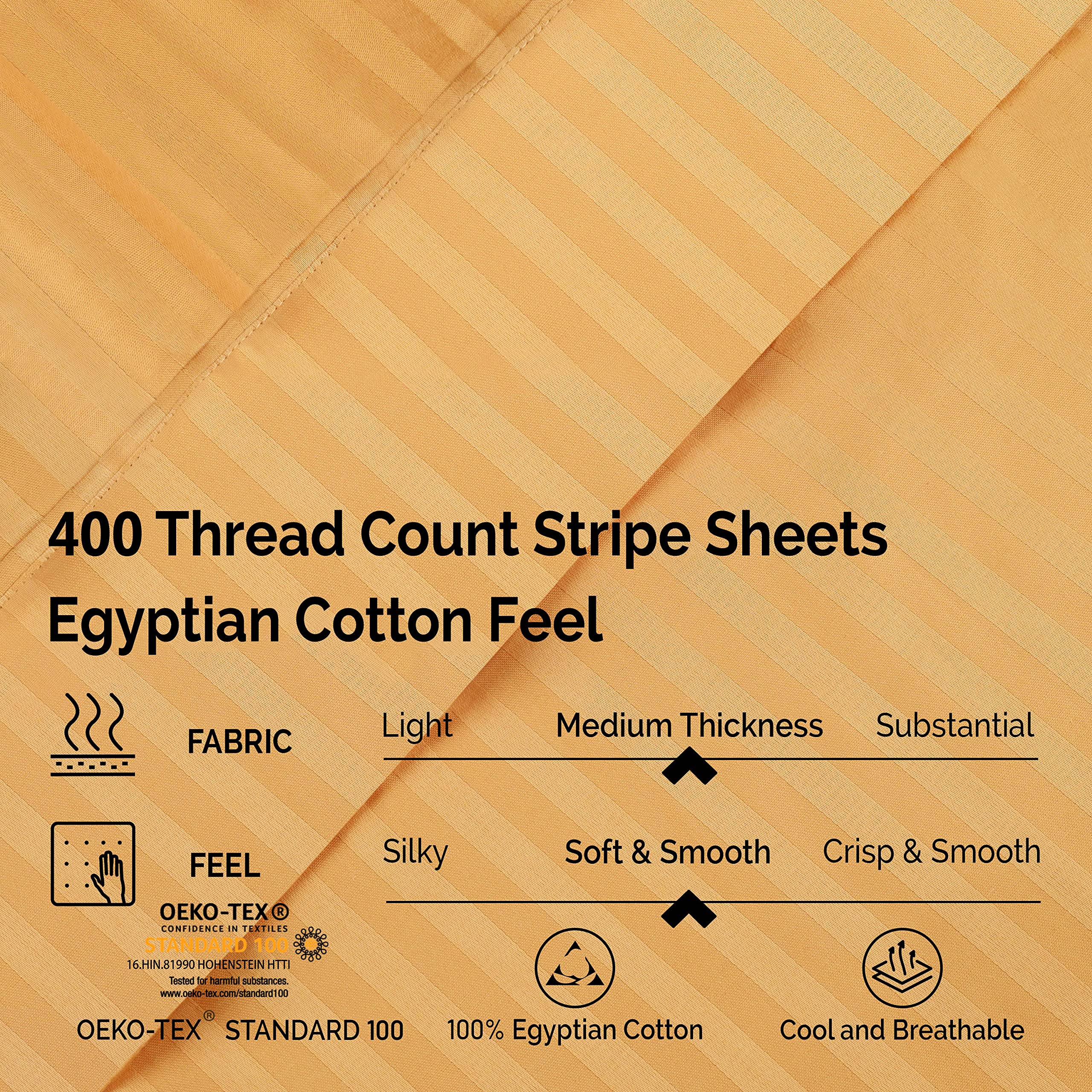 Premium EC400SHST King Size Sheet Set - 100% Egyptian Cotton, 800 Thread Count, Luxury Gold Bedding for Hotel & Home Use - Perfect for Master Bedrooms & Guest Rooms