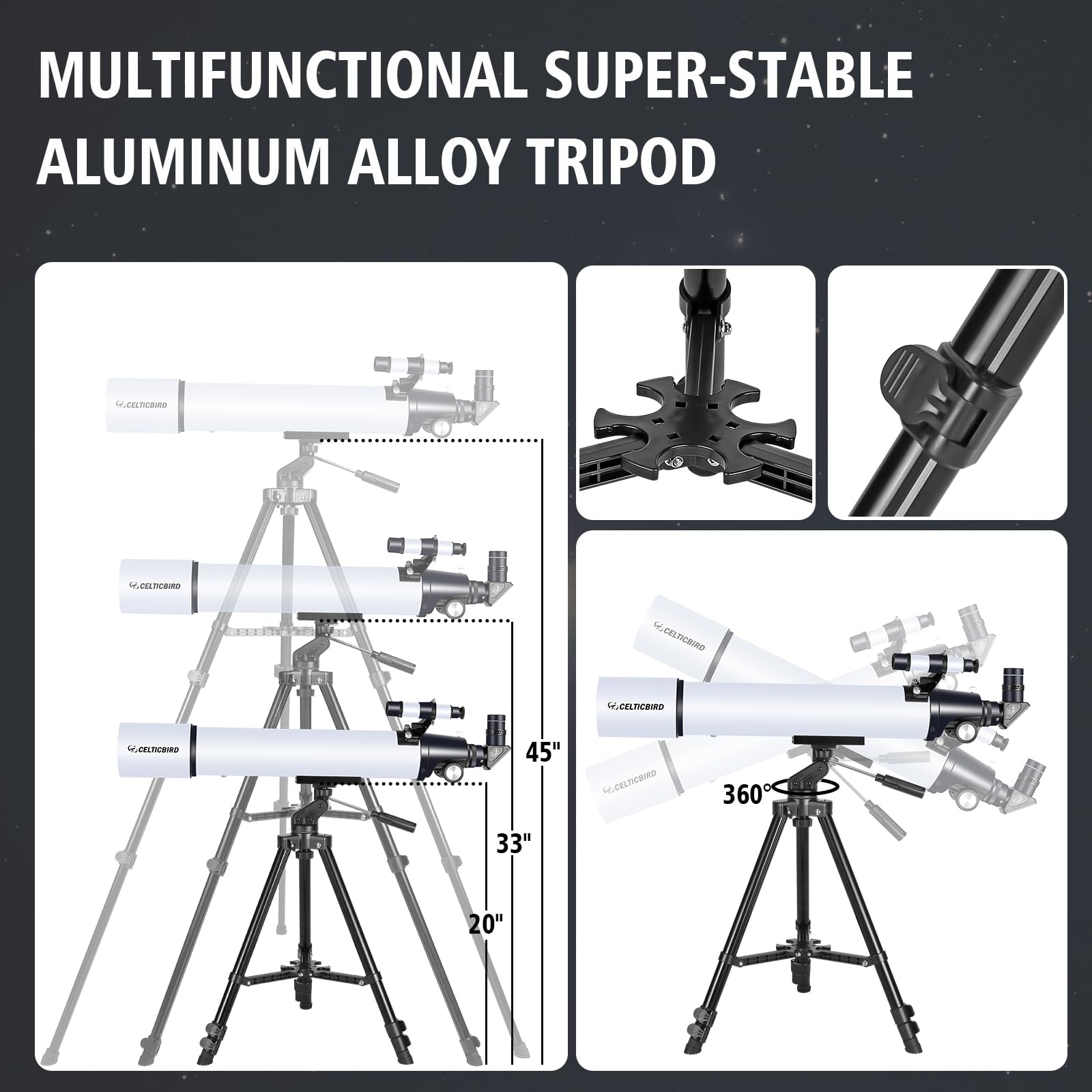 High Power 80mm Aperture 900mm Refractor Telescope for Adults & Astronomy Beginners - Portable Travel Telescope with AZ Mount, Carry Bag & Phone Adapter - Perfect for Stargazing, Bird Watching & Outdoor Adventures