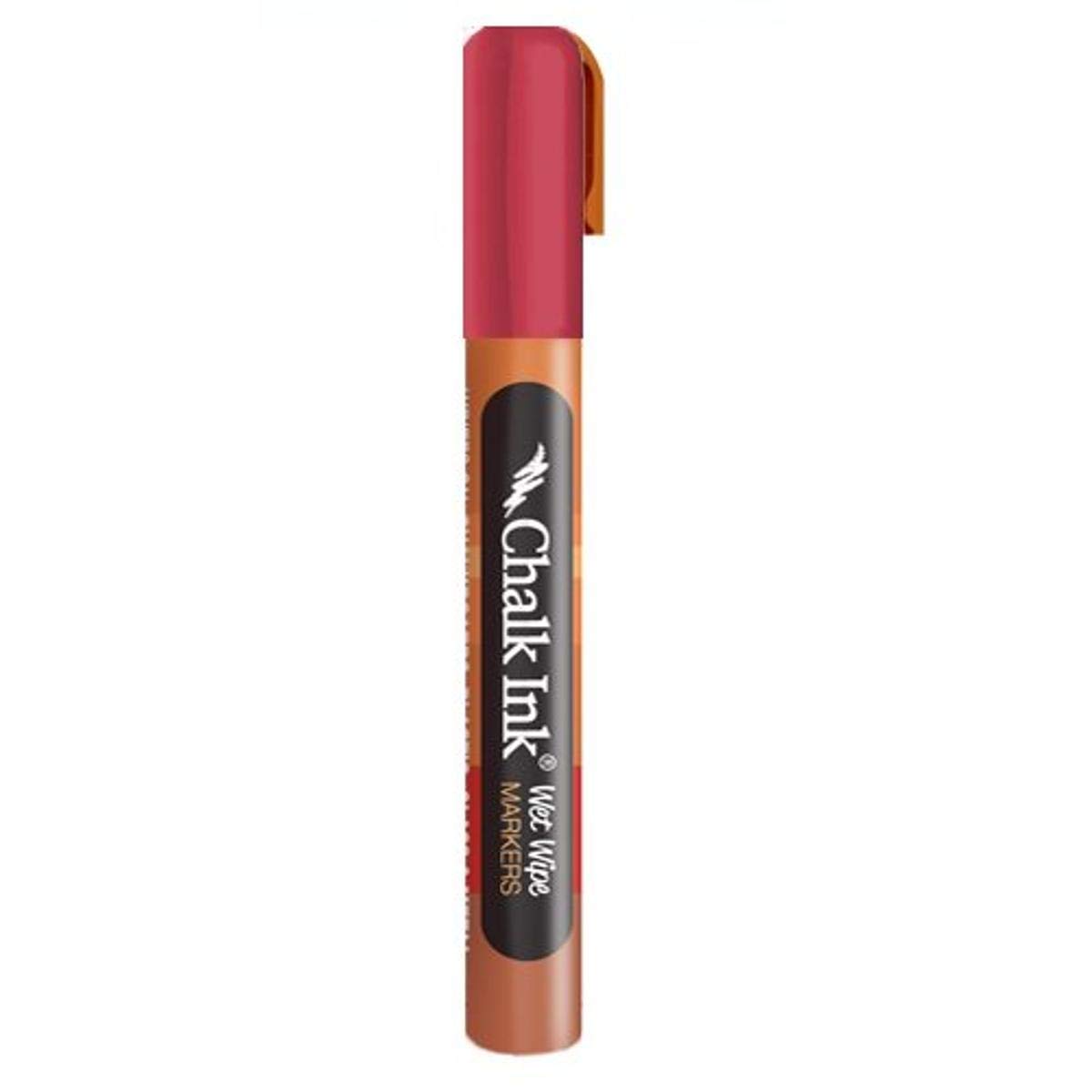 Chalk Ink Wet Wipe Marker - 6mm Fine Tip Cayenne Red - Whiteboard & Glass Marker for Teachers, Restaurants, Offices & Home Use